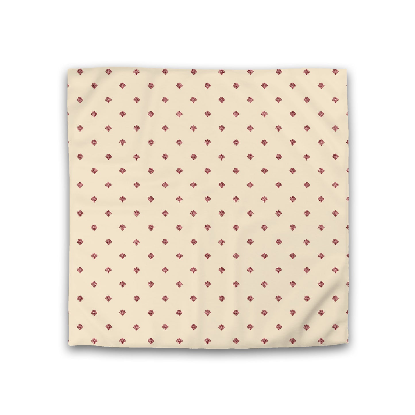 Beige Cotton Sateen Duvet Cover, Burgundy Red Hand-painted Swizzle Motif Print, Double (width x length) 81 x 81 inches / 206 x 206 cm