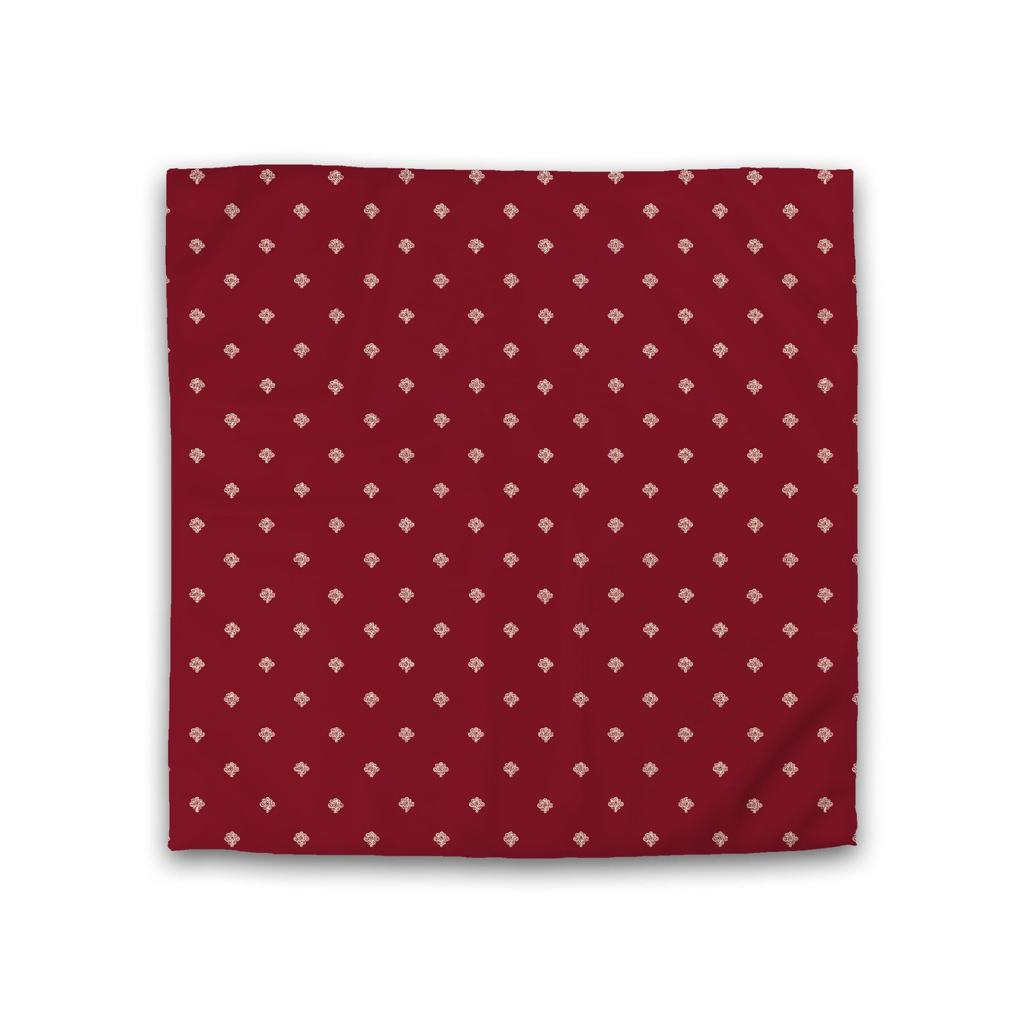 Burgundy Red Cotton Sateen Duvet Cover, Beige Hand-painted Swizzle Motif Print, Double (width x length) 81 x 81 inches / 206 x 206 cm
