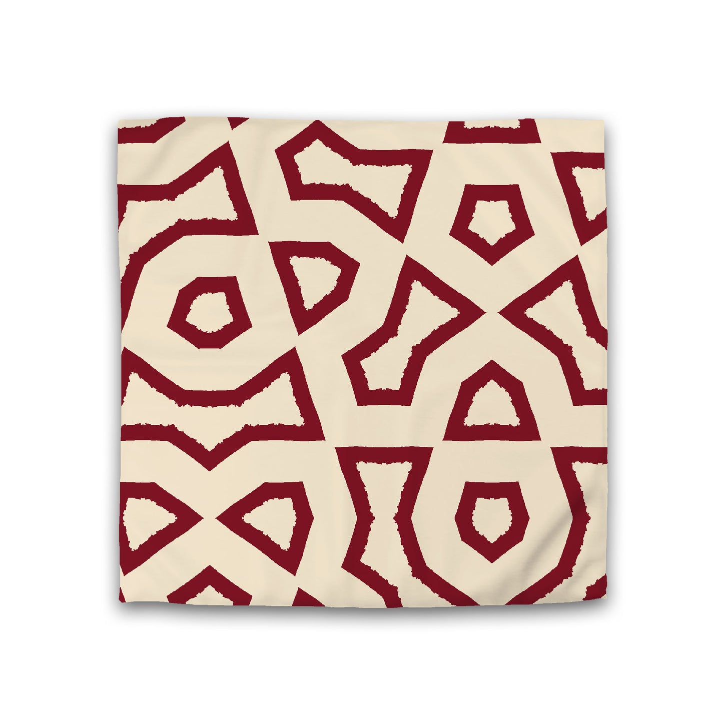 Beige Cotton Sateen Duvet Cover, Bold Burgundy Red Graphic, Double (width x length) 81 x 81 inches / 206 x 206 cm