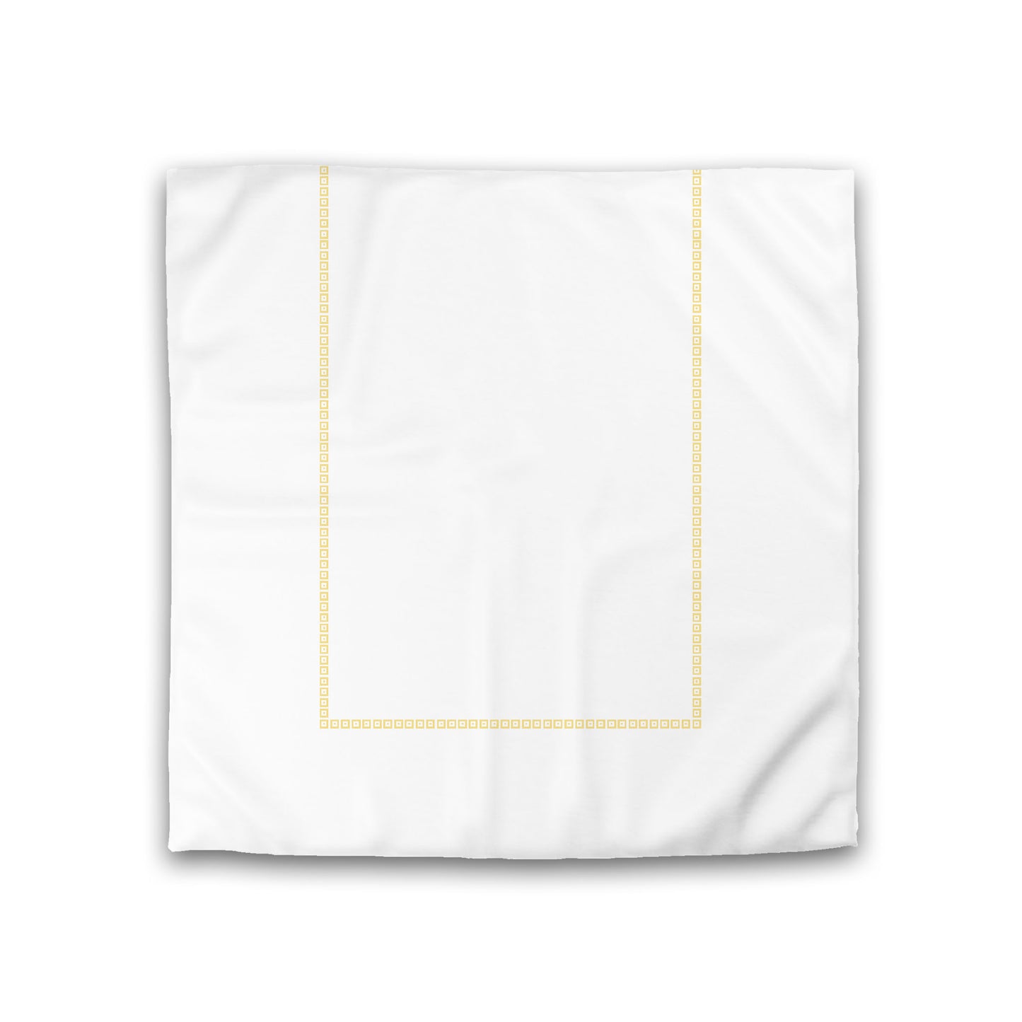 Off-white Cotton Sateen Duvet Cover, Yellow Repeating Square Motif Print, Classic Border, Double (width x length) 81 x 81 inches / 206 x 206 cm