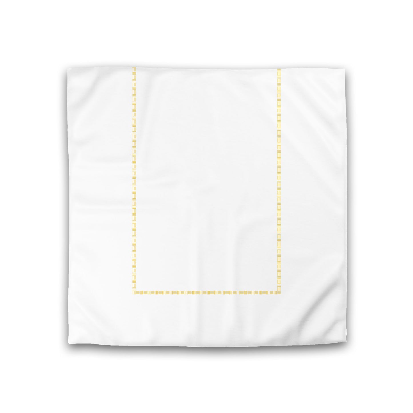 Off-white Cotton Sateen Duvet Cover, Yellow Single Weave Motif Print, Classic Border, Double (width x length) 81 x 81 inches / 206 x 206 cm