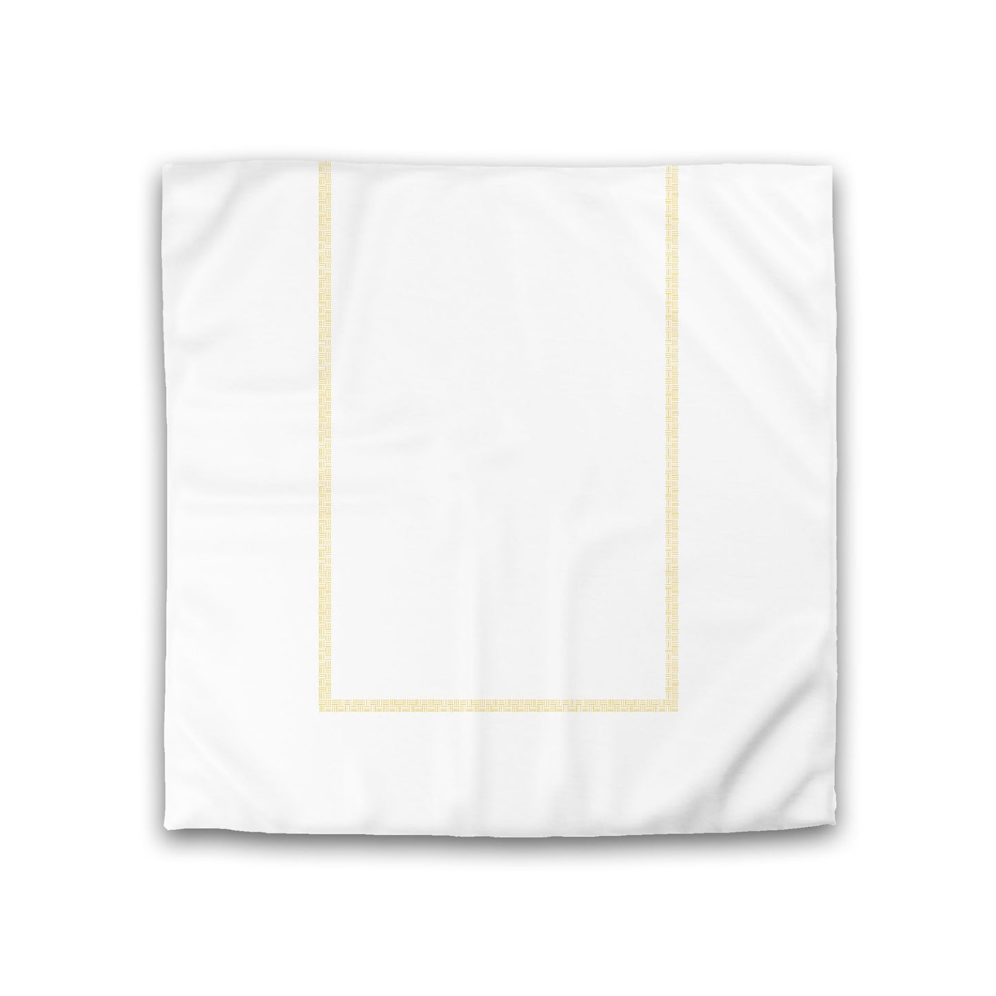 Off-white Cotton Sateen Duvet Cover, Yellow Double Weave Motif Print, Classic Border, Double (width x length) 81 x 81 inches / 206 x 206 cm