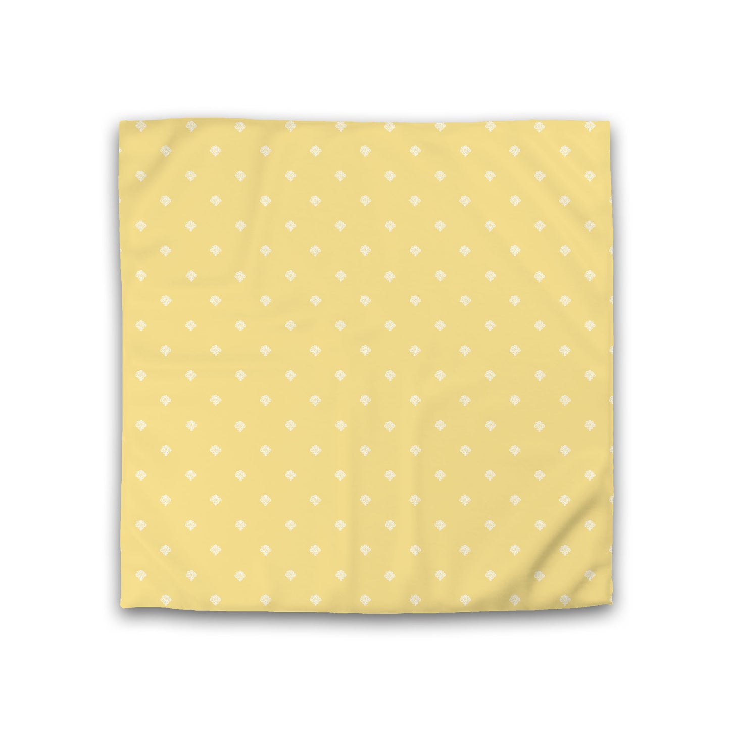 Yellow Cotton Sateen Duvet Cover, Off-white Hand-painted Swizzle Motif Print, Double (width x length) 81 x 81 inches / 206 x 206 cm