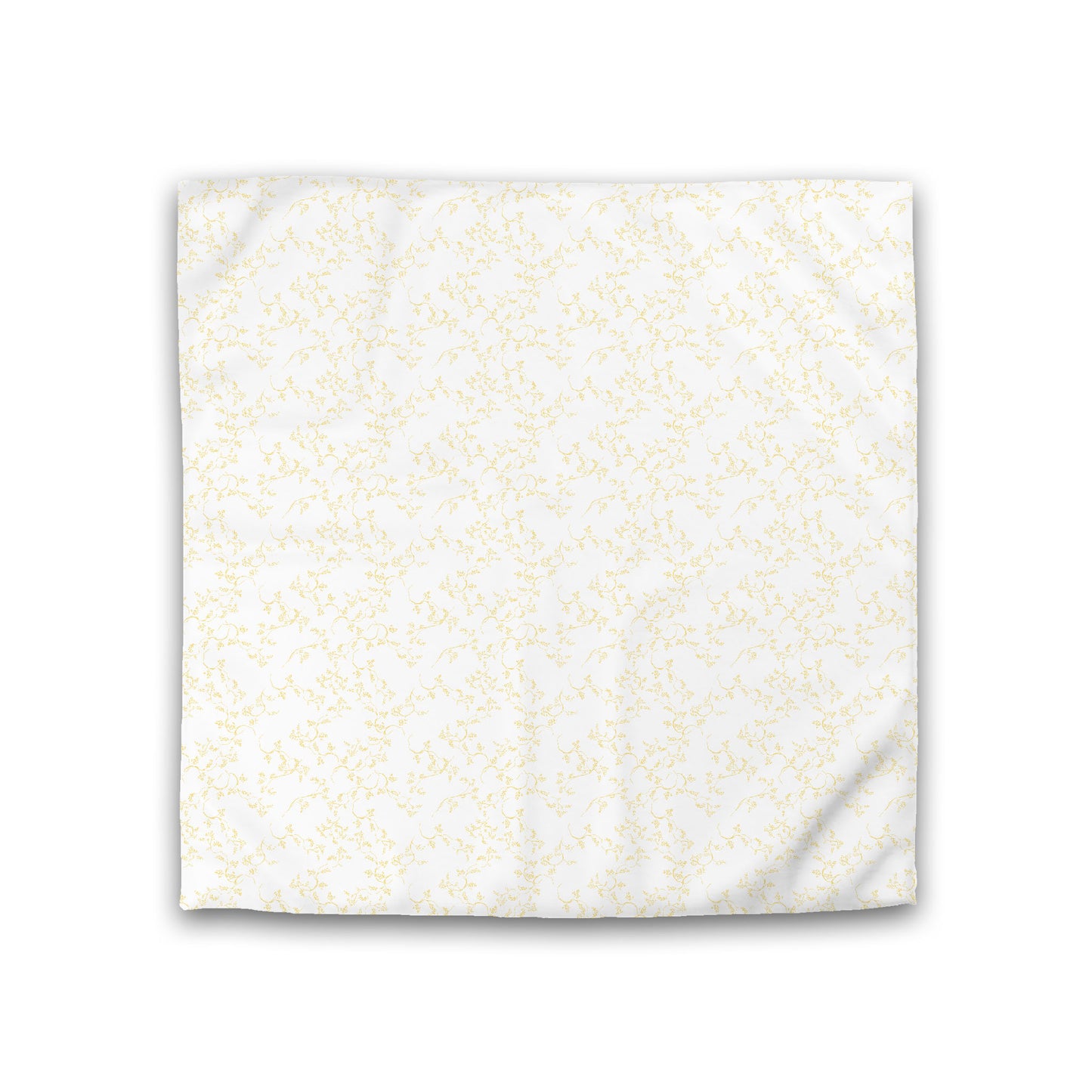 Off-white Cotton Sateen Duvet Cover, Yellow Hand-painted Vine Print, Double (width x length) 81 x 81 inches / 206 x 206 cm