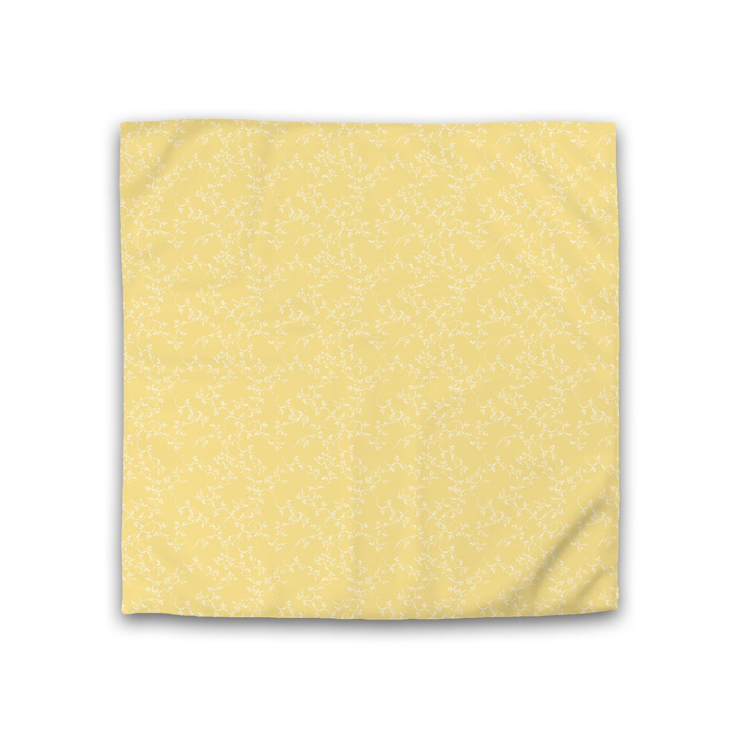 Yellow Cotton Sateen Duvet Cover, Off-white Hand-painted Vine Print, Double (width x length) 81 x 81 inches / 206 x 206 cm