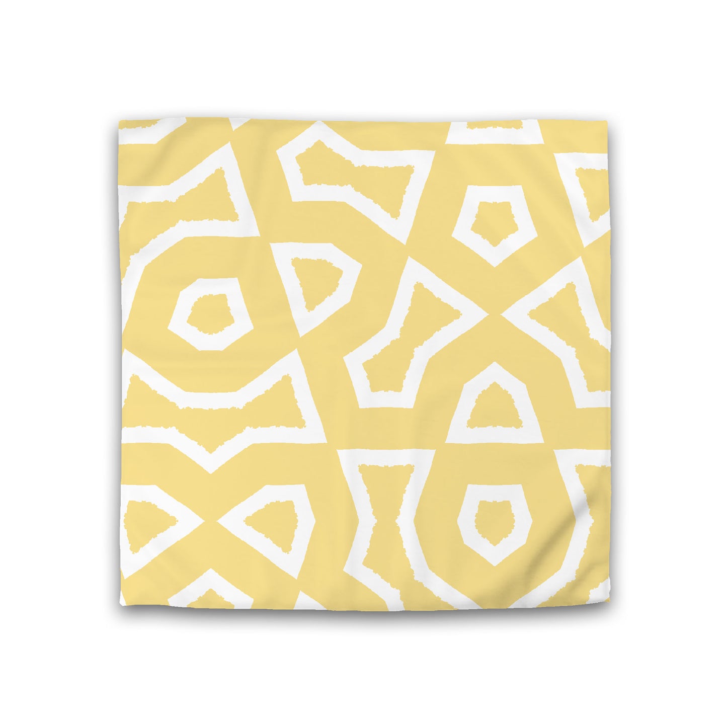Yellow Cotton Sateen Duvet Cover, Bold Off-white Graphic, Double (width x length) 81 x 81 inches / 206 x 206 cm