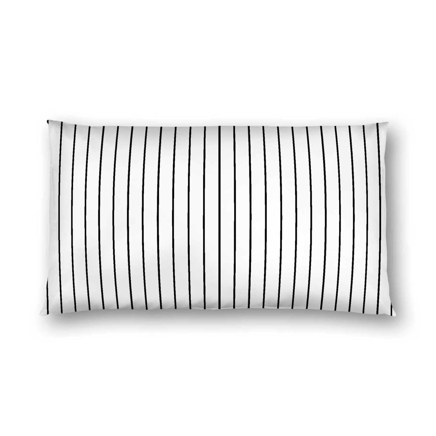 Off-White Cotton Sateen Sham, Black Stripes on Front, White Reverse Side, King - 20 x 36 inches