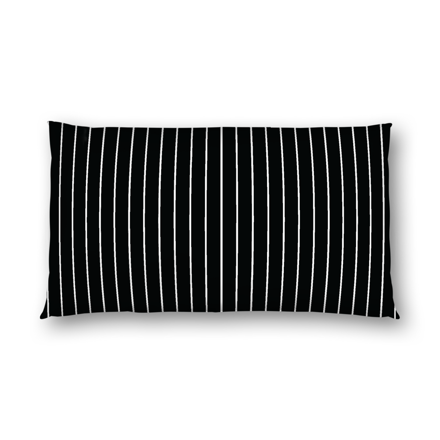 Black Cotton Sateen Sham, Off-White Stripes on Front, White Reverse Side, King - 20 x 36 inches