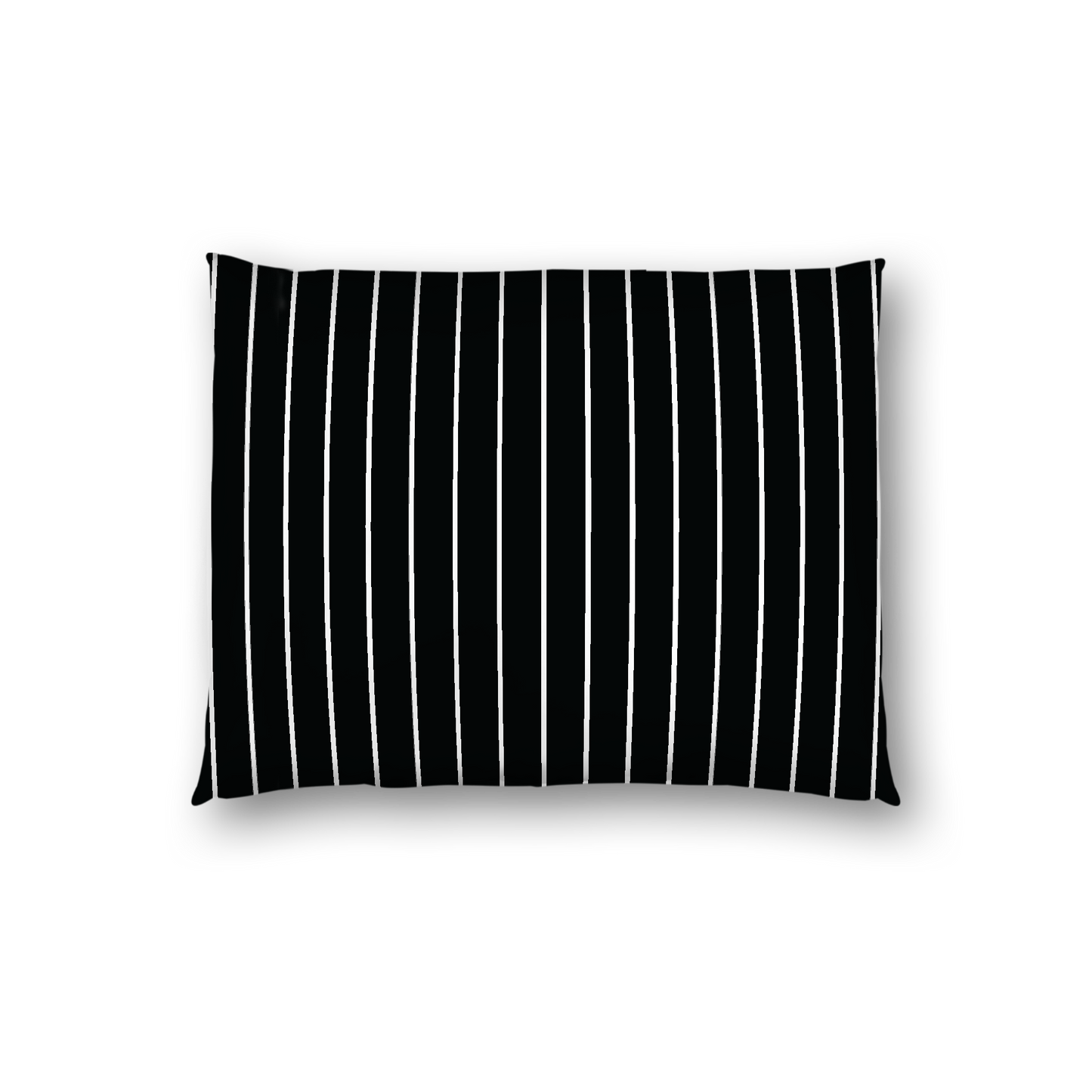 Black Cotton Sateen Sham, Off-White Stripes on Front, White Reverse Side, Standard - 20 x 26 inches
