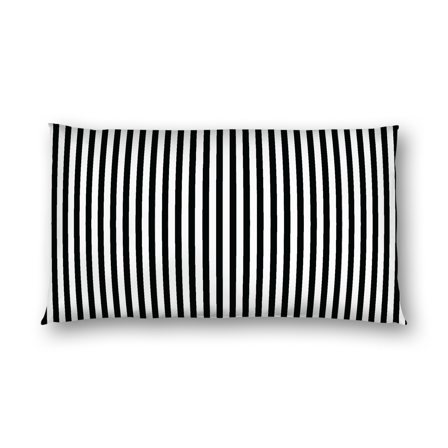 Off-White Cotton Sateen Sham, Thin Black Bars on Front, White Reverse Side, King - 20 x 36 inches