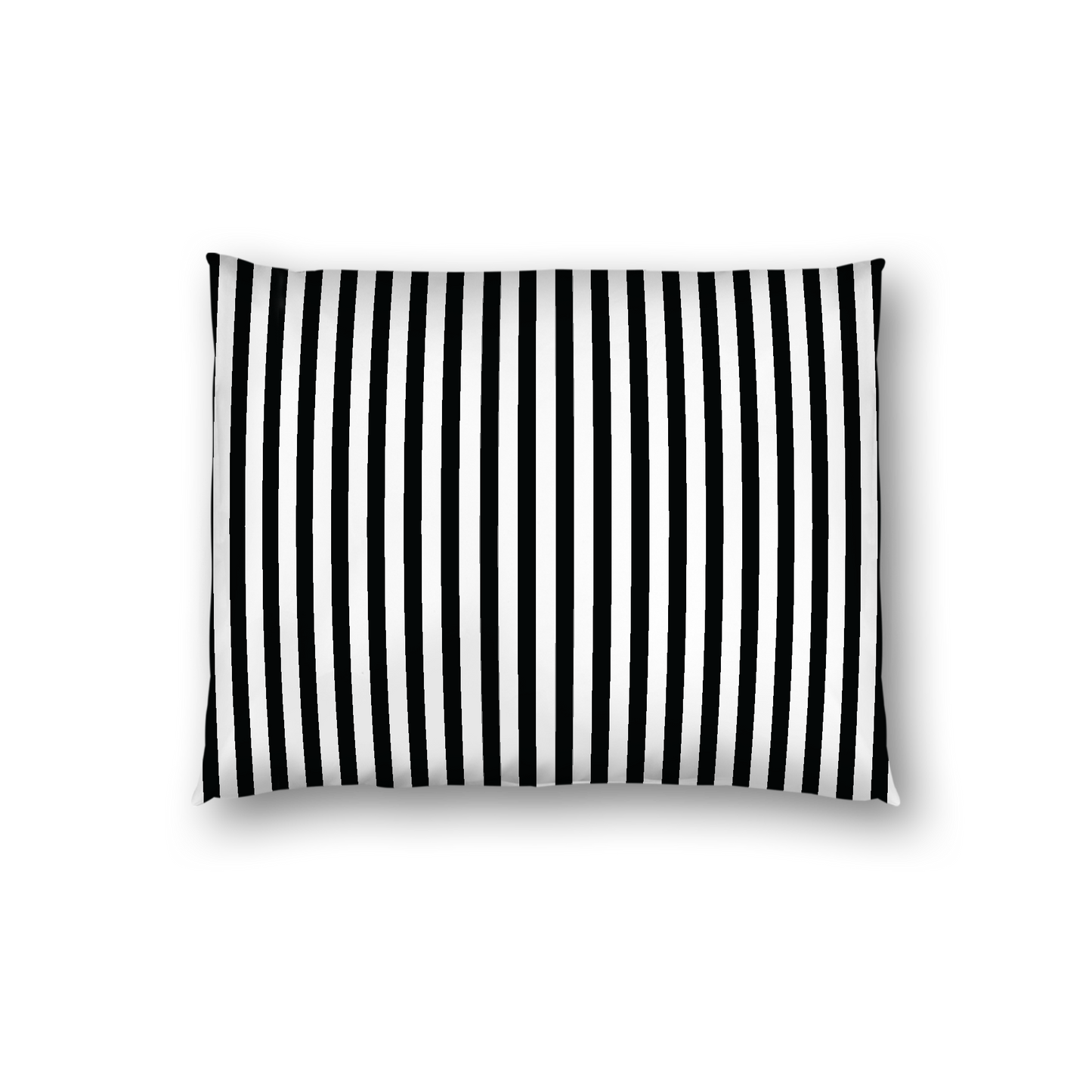 Off-White Cotton Sateen Sham, Thin Black Bars on Front, White Reverse Side, Standard - 20 x 26 inches