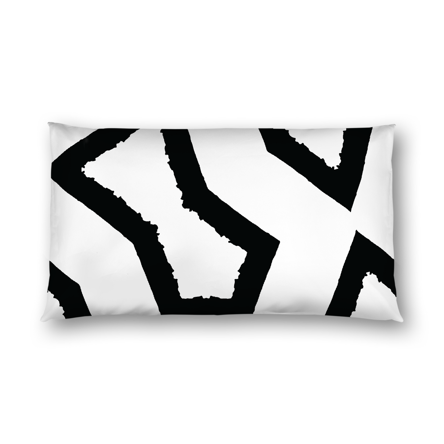 Off-White Cotton Sateen Sham, Bold Black Graphic on Front, White Reverse Side, King - 20 x 36 inches