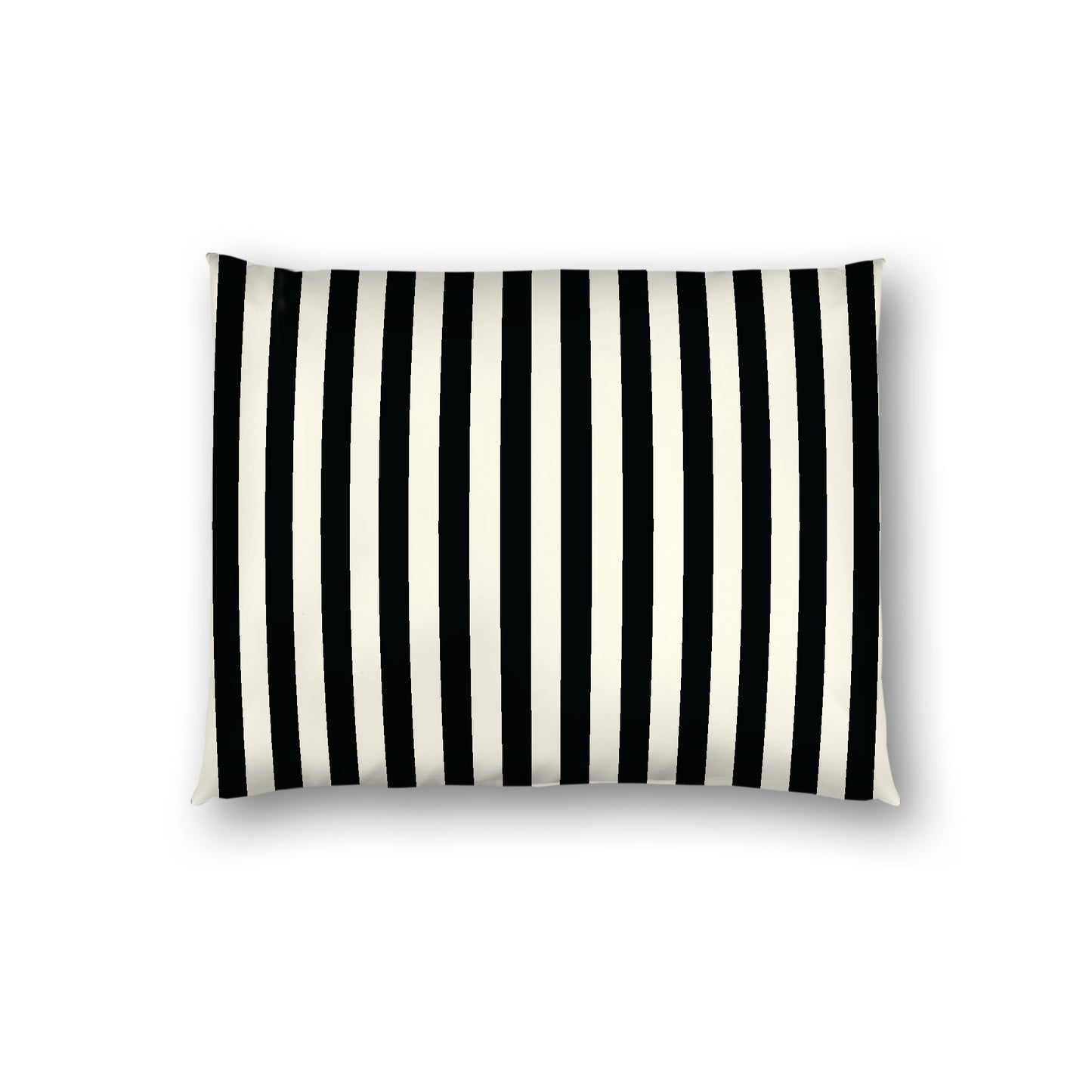 Pale Cream Cotton Sateen Sham, Black Bars on Front, White Reverse Side, Twin - 70 x 90 inches