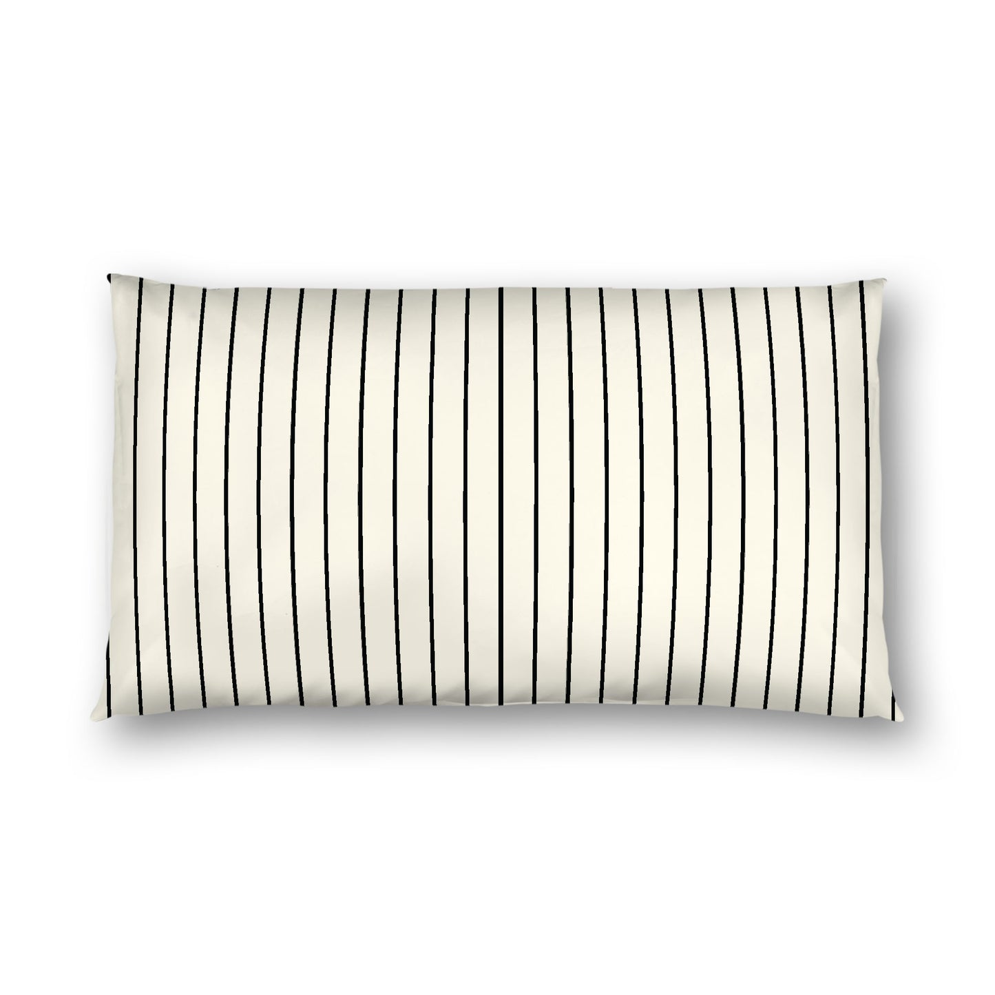 Pale Cream Cotton Sateen Sham, Black Stripes on Front, White Reverse Side, King - 20 x 36 inches