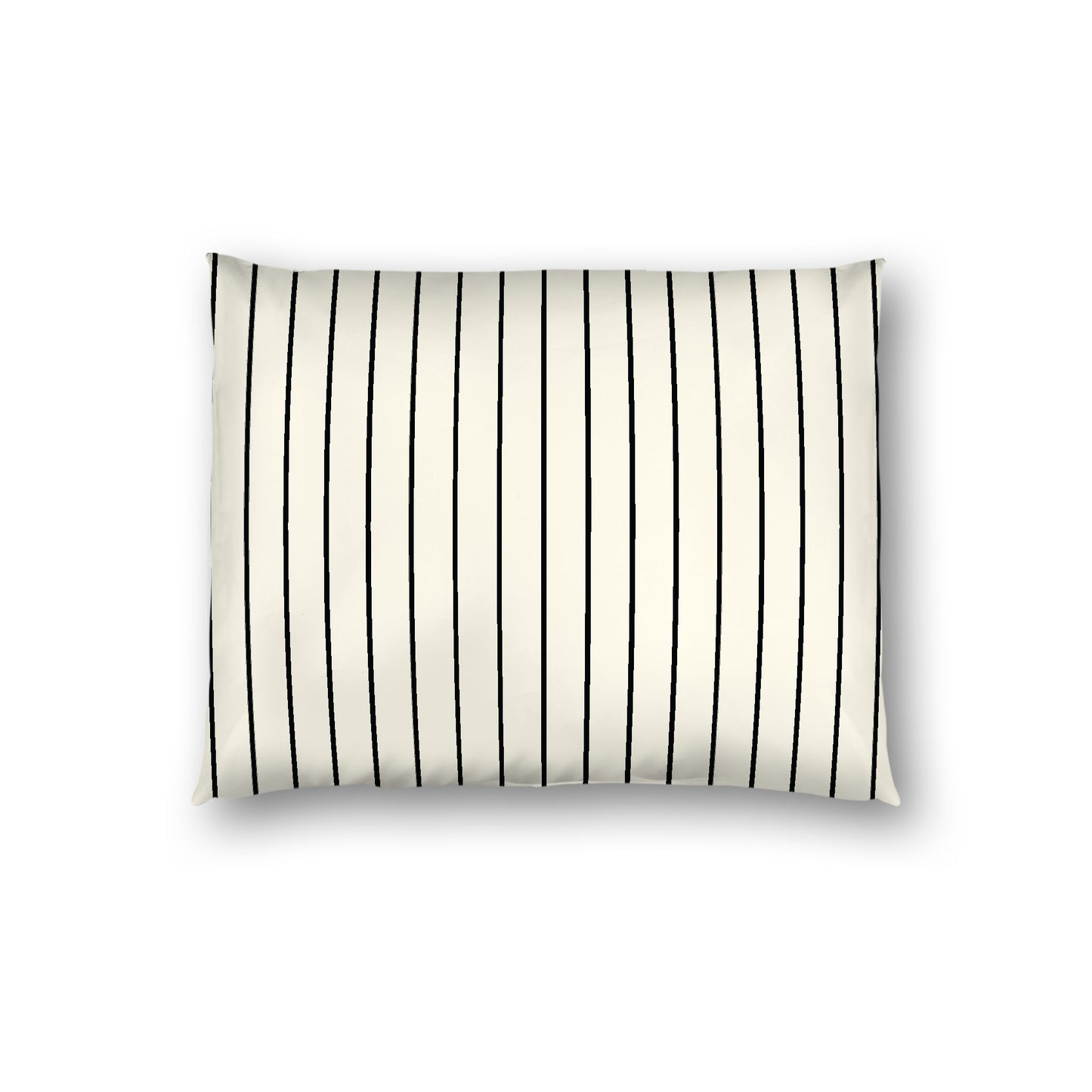 Pale Cream Cotton Sateen Sham, Black Stripes on Front, White Reverse Side, Standard - 20 x 26 inches