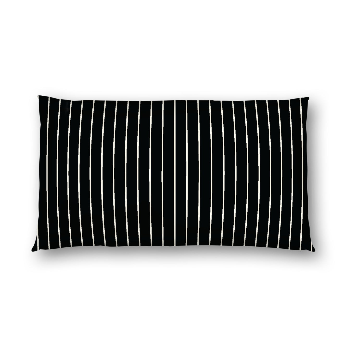 Black Cotton Sateen Sham, Pale Cream Stripes on Front, White Reverse Side, King - 20 x 36 inches