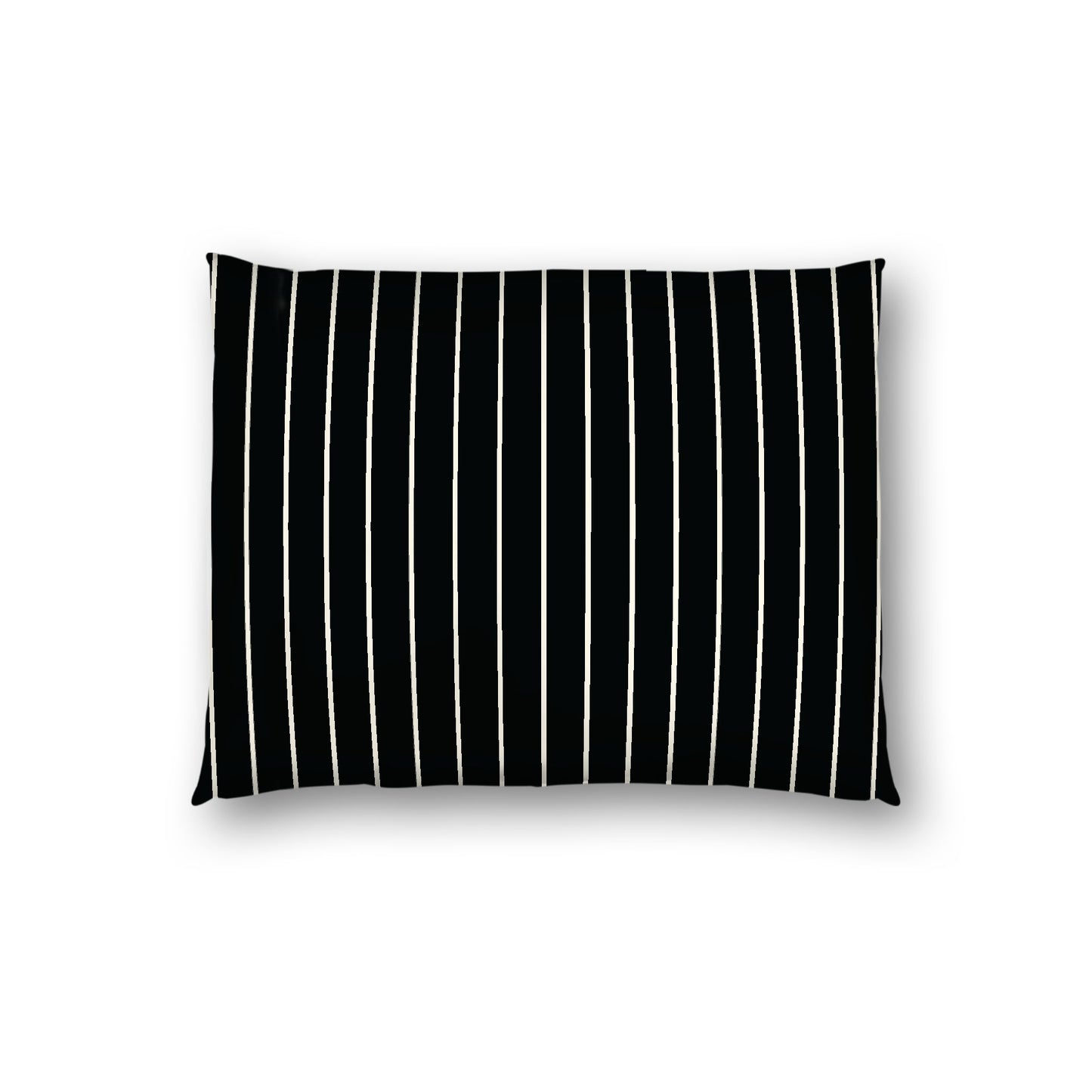Black Cotton Sateen Sham, Pale Cream Stripes on Front, White Reverse Side, Standard - 20 x 26 inches