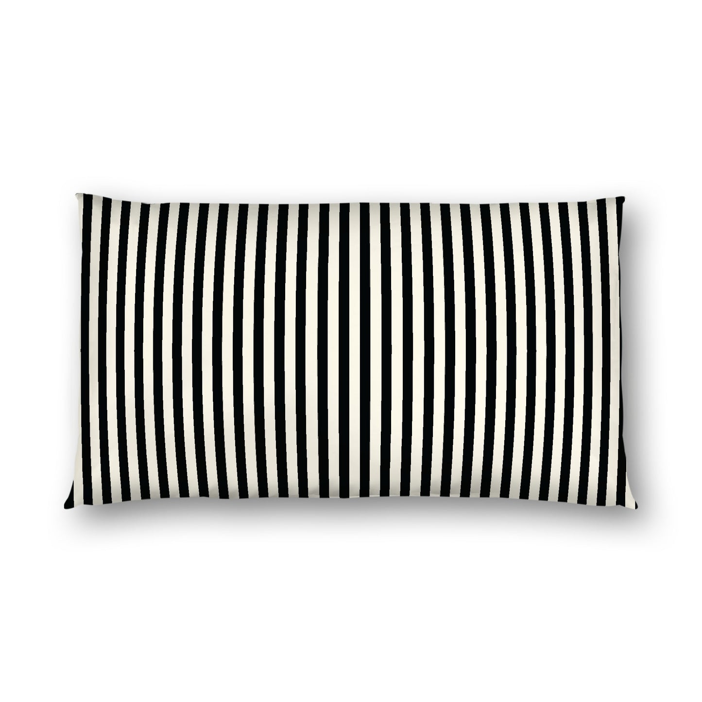 Pale Cream Cotton Sateen Sham, Thin Black Bars on Front, White Reverse Side, King - 20 x 36 inches