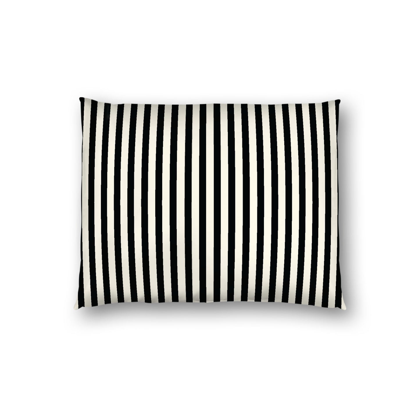 Pale Cream Cotton Sateen Sham, Thin Black Bars on Front, White Reverse Side, Standard - 20 x 26 inches
