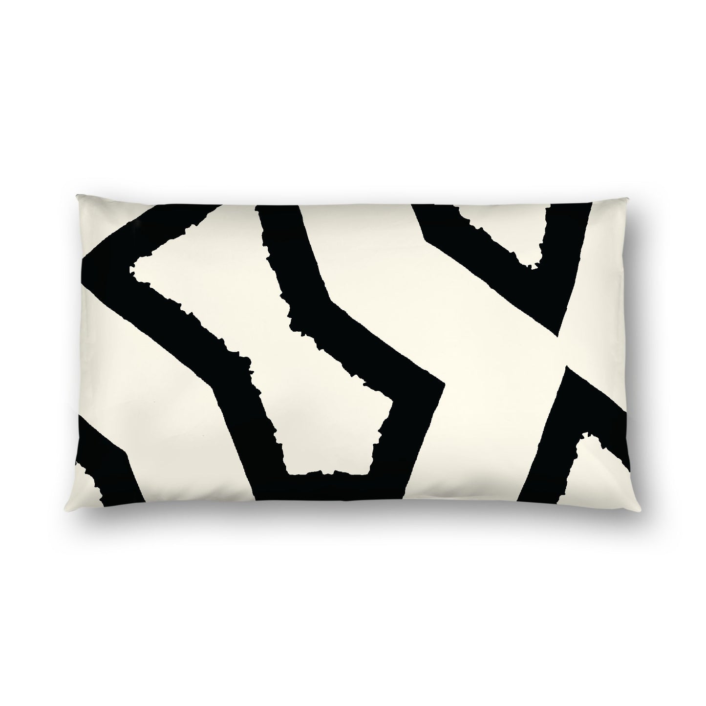 Pale Cream Cotton Sateen Sham, Bold Black Graphic on Front, White Reverse Side, King - 20 x 36 inches