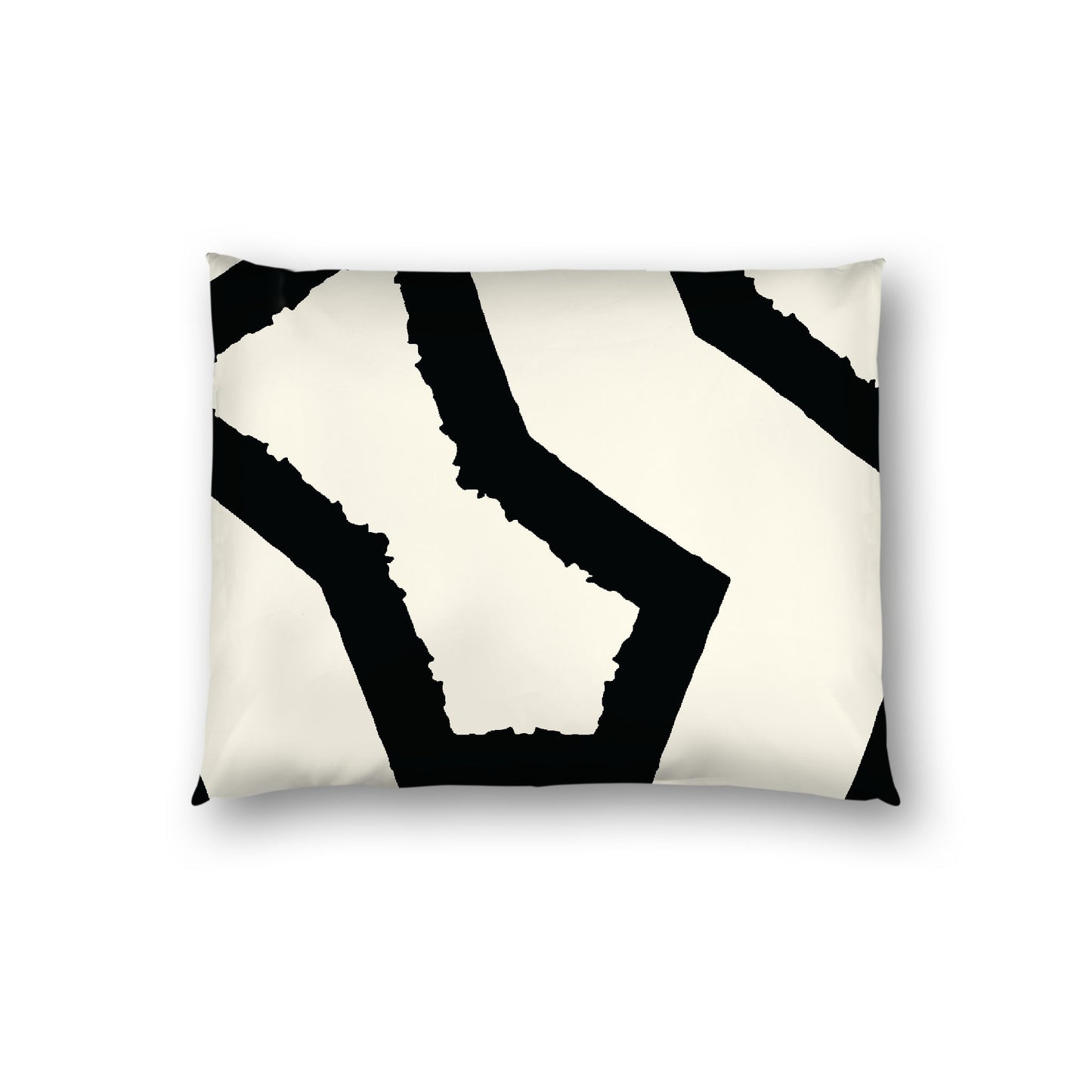 Pale Cream Cotton Sateen Sham, Bold Black Graphic on Front, White Reverse Side, Standard - 20 x 26 inches