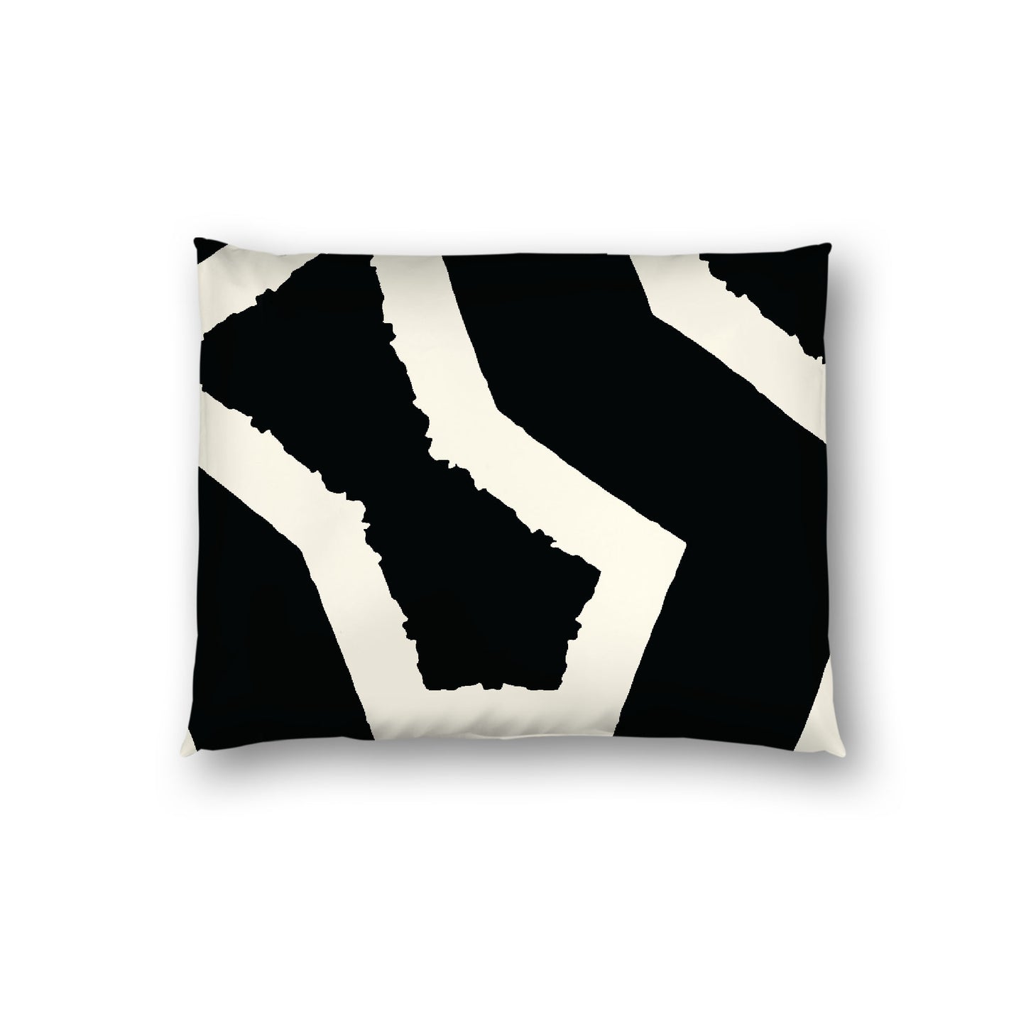 Black Cotton Sateen Sham, Bold Pale Cream Graphic on Front, White Reverse Side, Standard - 20 x 26 inches