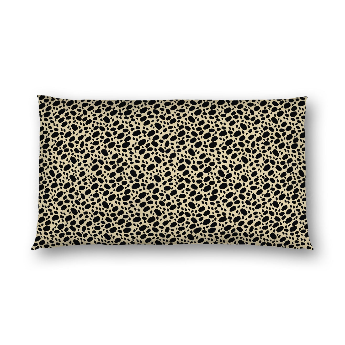 Desert Sand Cotton Sateen Pillow Sham, Black Hand-painted Dab Motif Print, White Revese Side, King - 20 x 36 inches