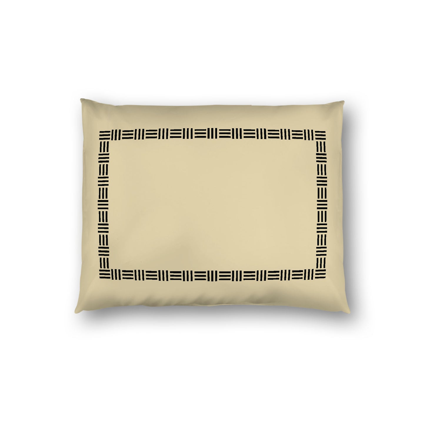 Desert Sand Cotton Sateen Pillow Sham, Black Single Weave Motif Print, Classic Border, White Reverse Side, Standard - 20 x 26 inches