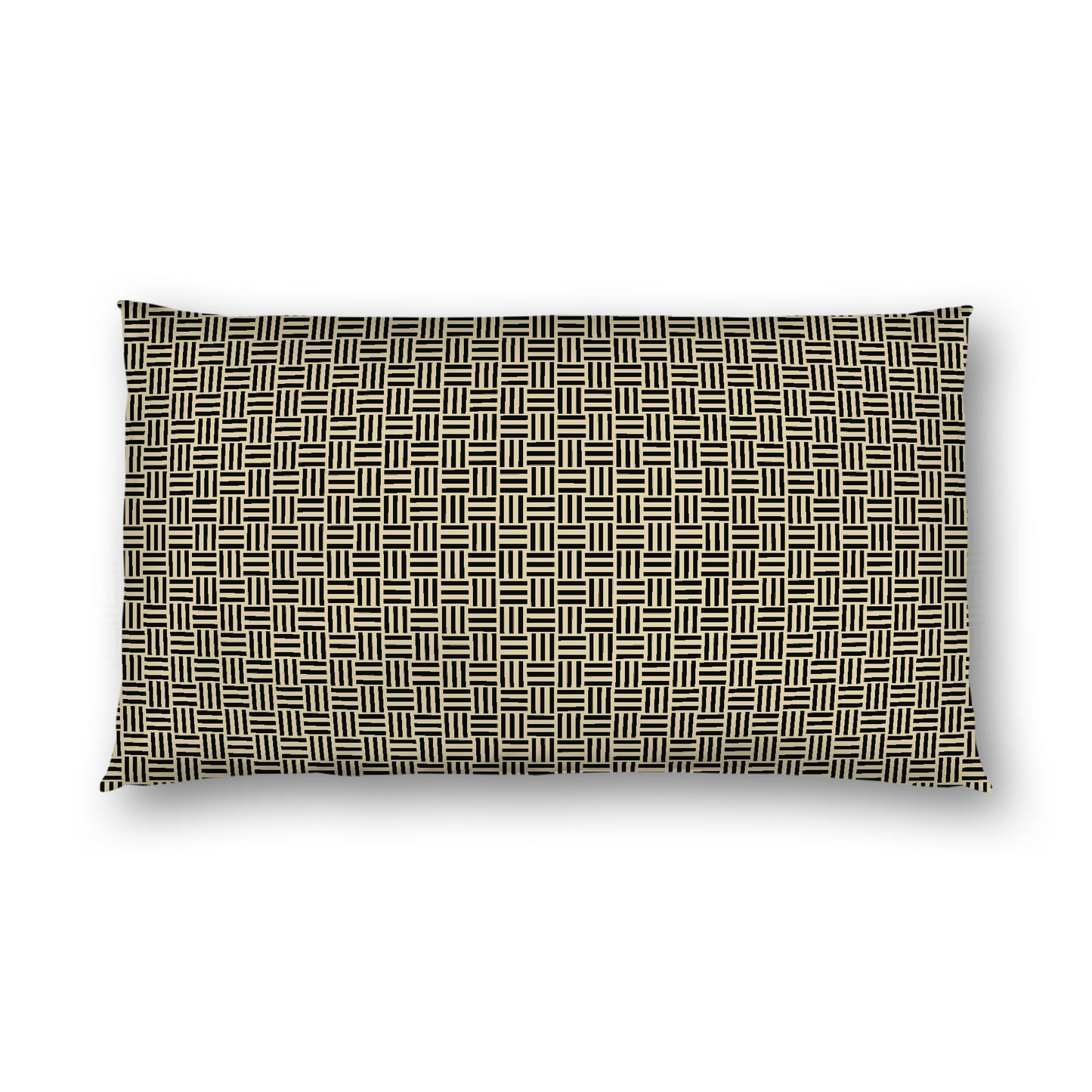 Desert Sand Cotton Sateen Pillow Sham, Black Single Weave Motif Print, White Reverse Side, King - 20 x 36 inches