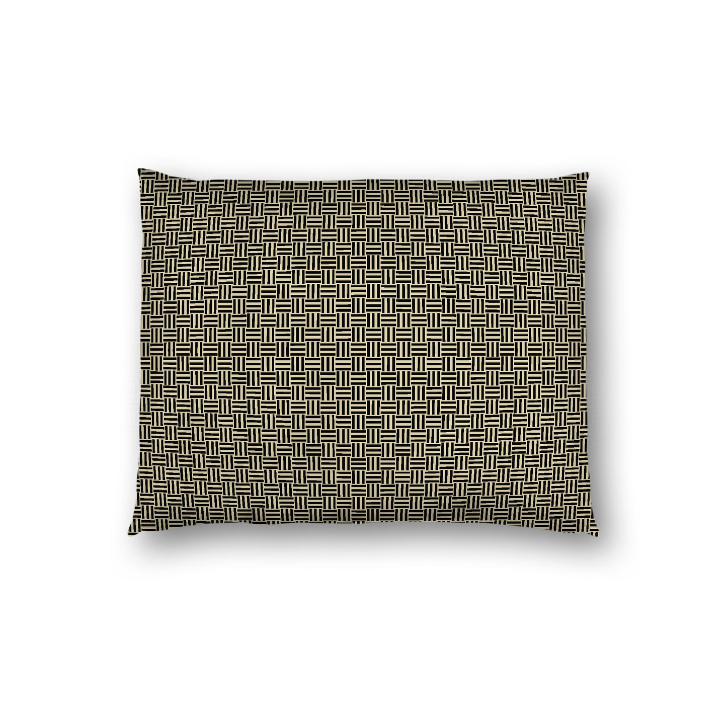 Desert Sand Cotton Sateen Pillow Sham, Black Double Weave Motif Print, White Reverse Side, Standard - 20 x 26 inches