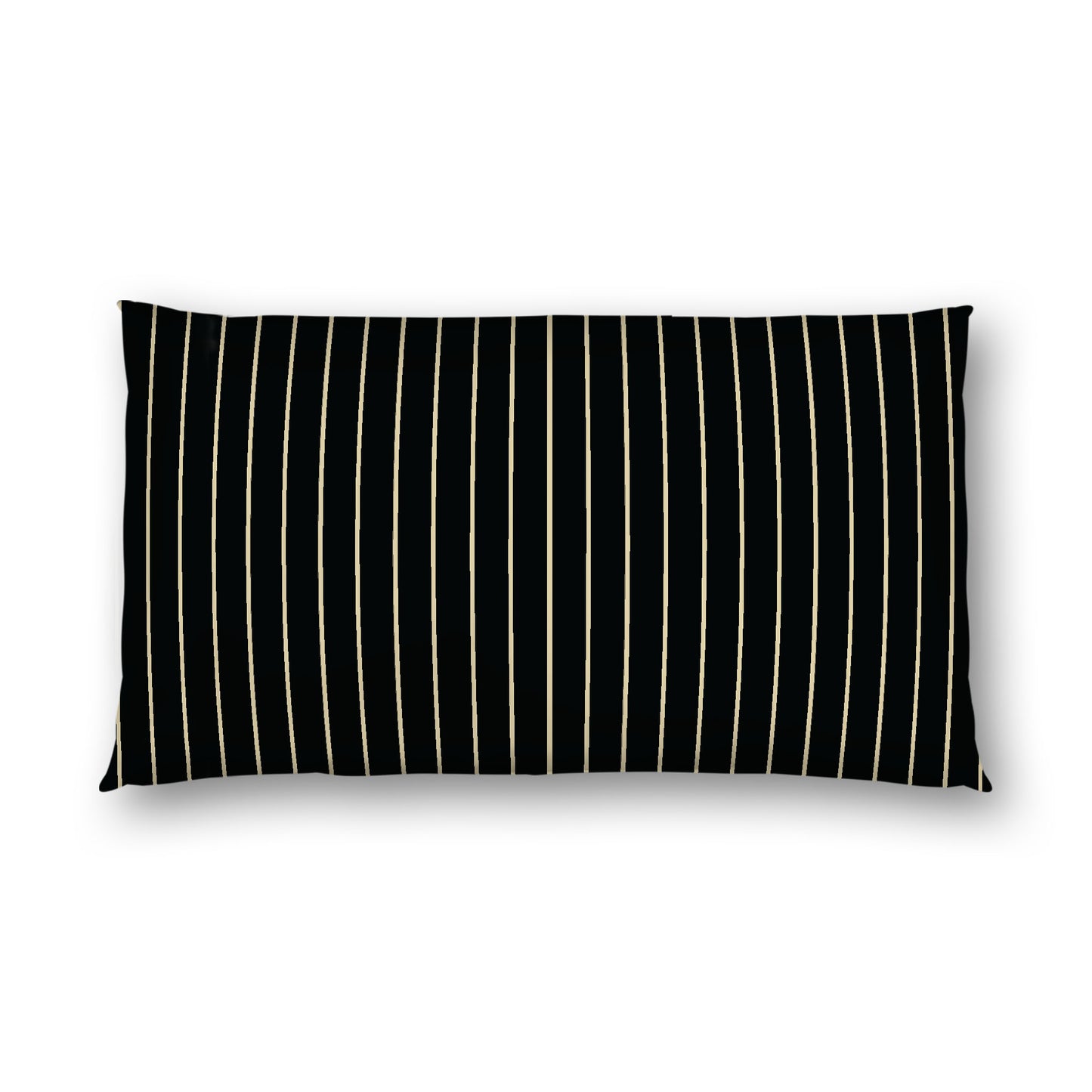Black Cotton Sateen Sham, Desert Sand Stripes on Front, White Reverse Side, King - 20 x 36 inches