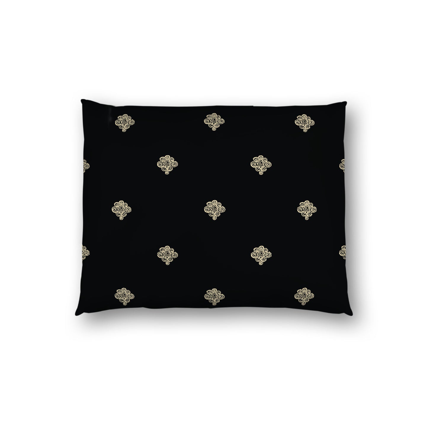 Black Cotton Sateen Pillow Sham, Desert Sand Hand-painted Swizzle Motif Print, White Reverse Side, Standard - 20 x 26 inches