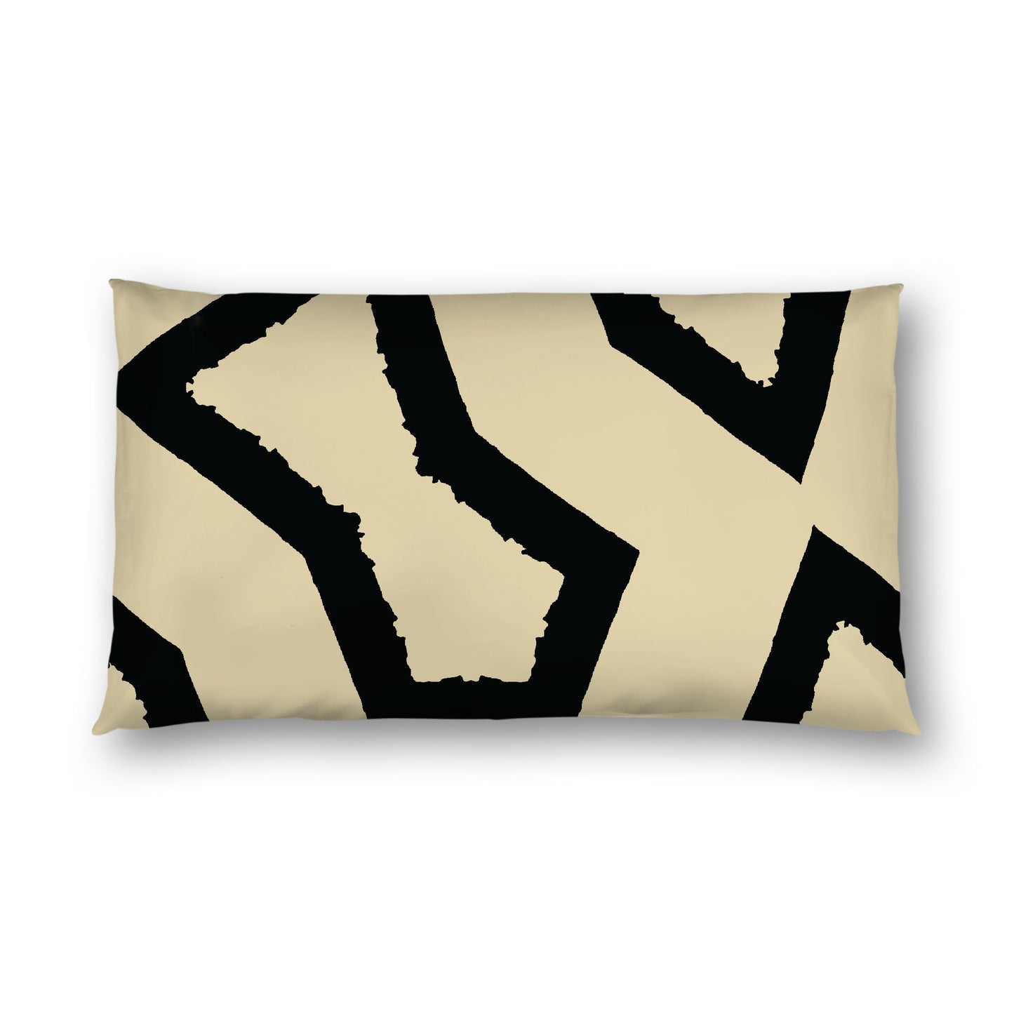 Desert Sand Cotton Sateen Sham, Bold Black Graphic on Front, White Reverse Side, King - 20 x 36 inches