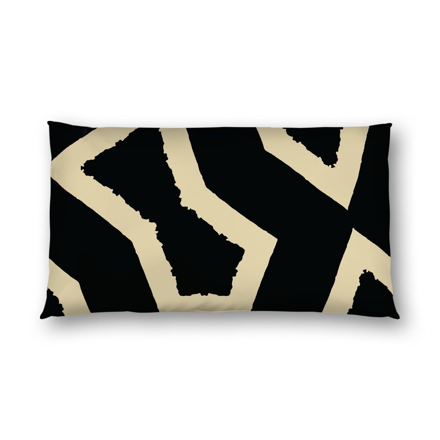 Black Cotton Sateen Sham, Bold Desert Sand Graphic on Front, White Reverse Side, King - 20 x 36 inches