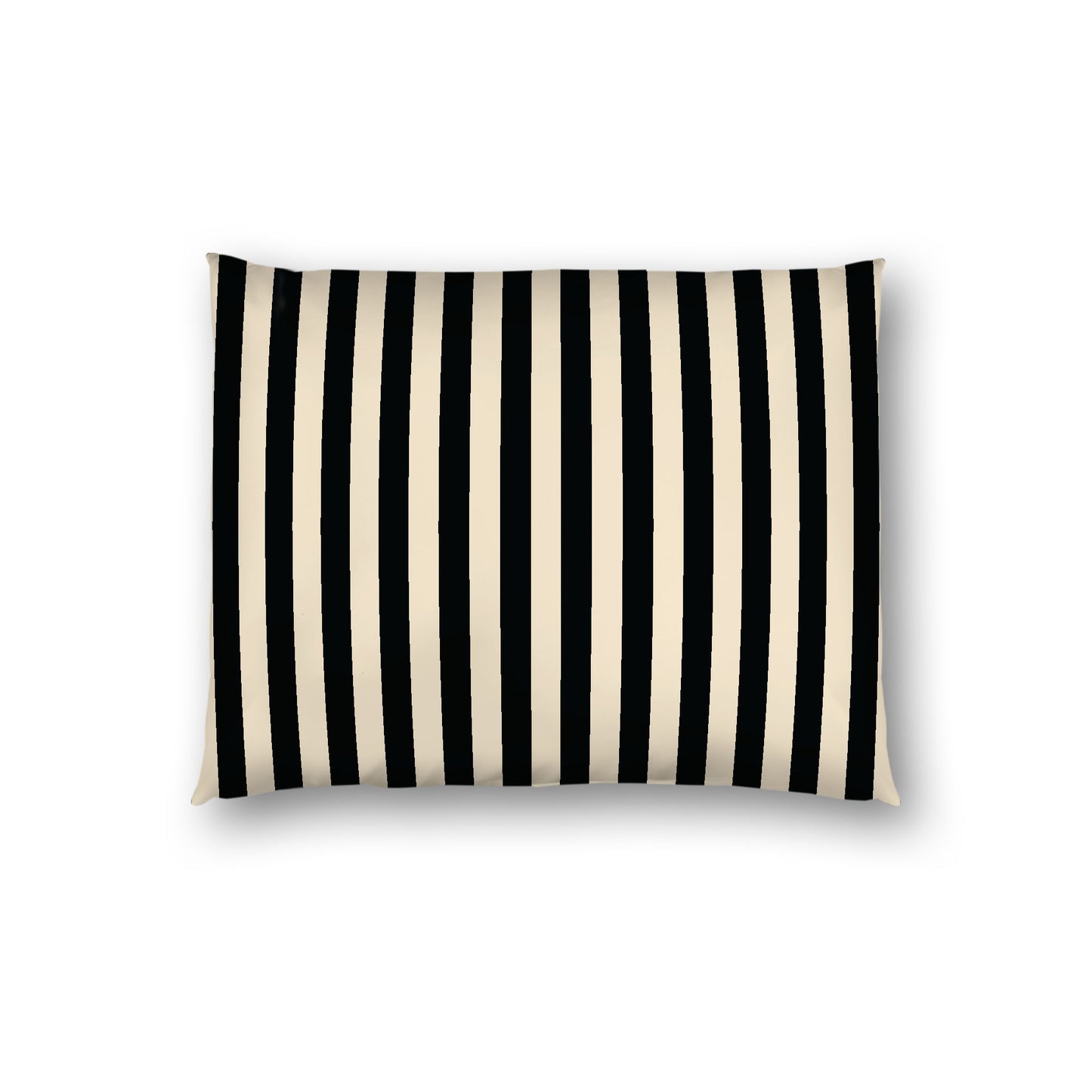 Beige Cotton Sateen Sham, Black Bars on Front, White Reverse Side, Standard - 20 x 26 inches