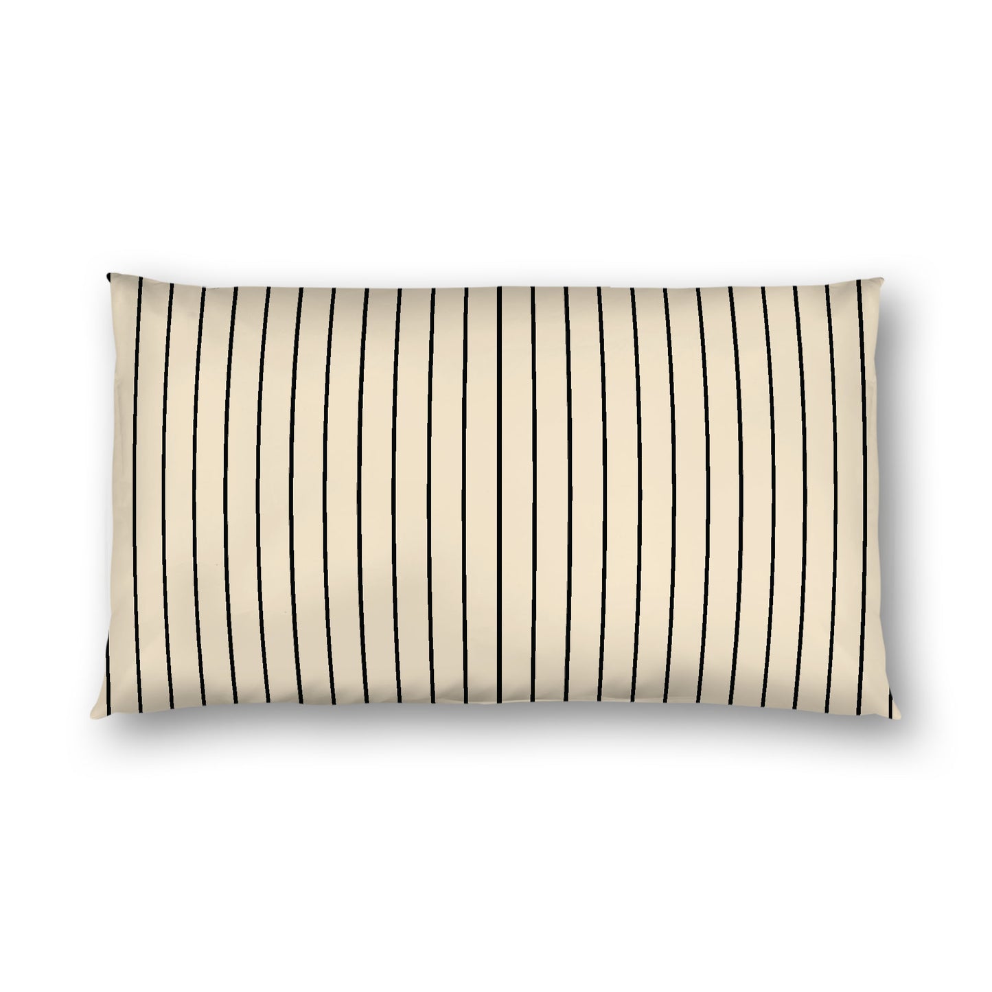 Beige Cotton Sateen Sham, Black Stripes on Front, White Reverse Side, King - 20 x 36 inches
