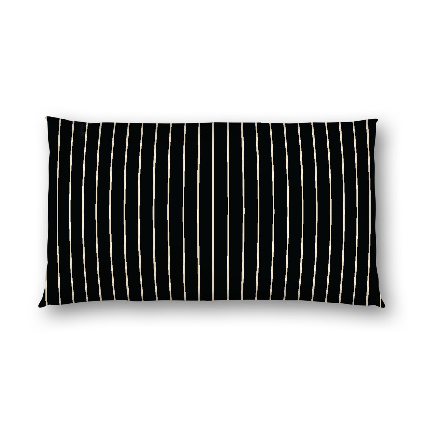 Black Cotton Sateen Sham, Beige Stripes on Front, White Reverse Side, King - 20 x 36 inches