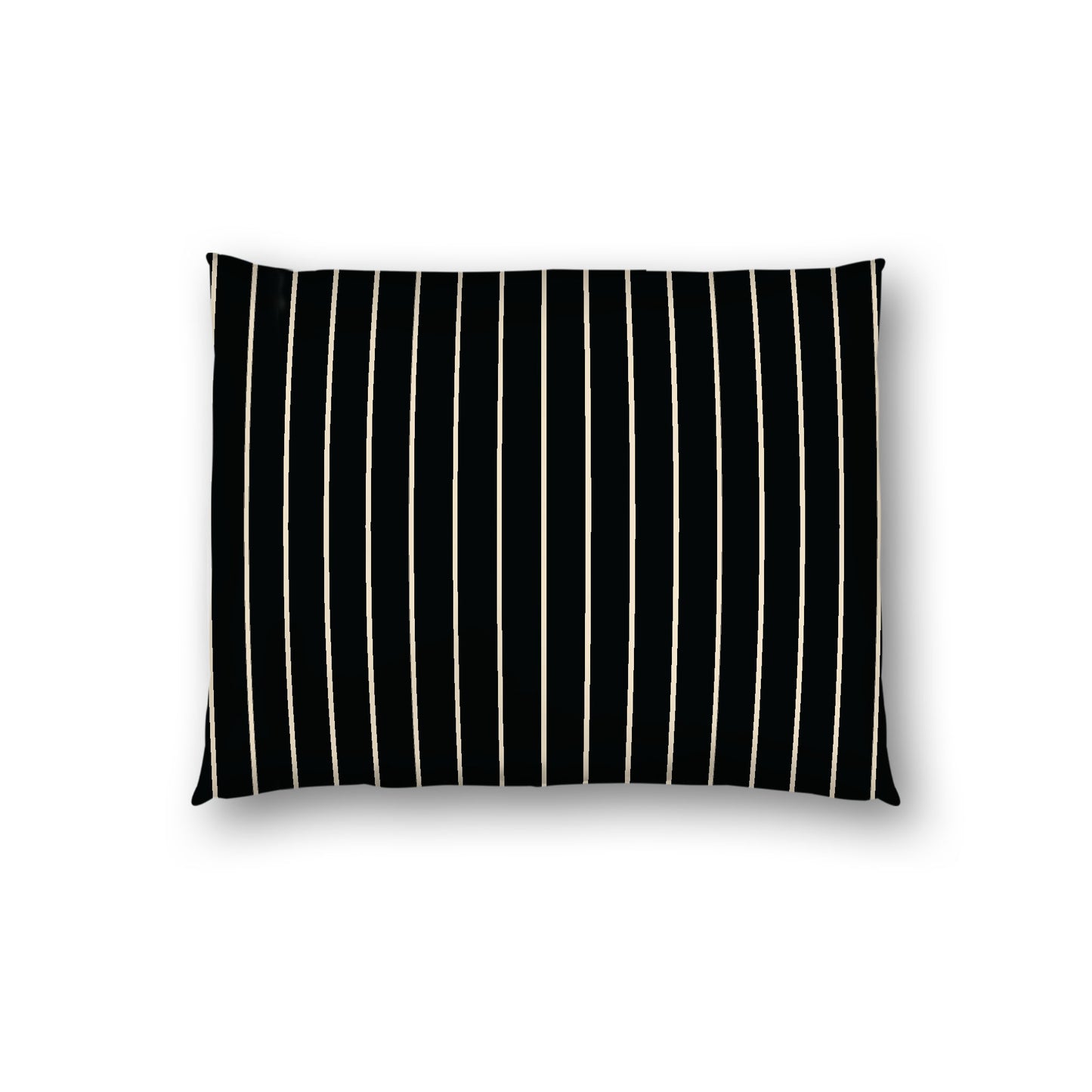 Black Cotton Sateen Sham, Beige Stripes on Front, White Reverse Side, Standard - 20 x 26 inches