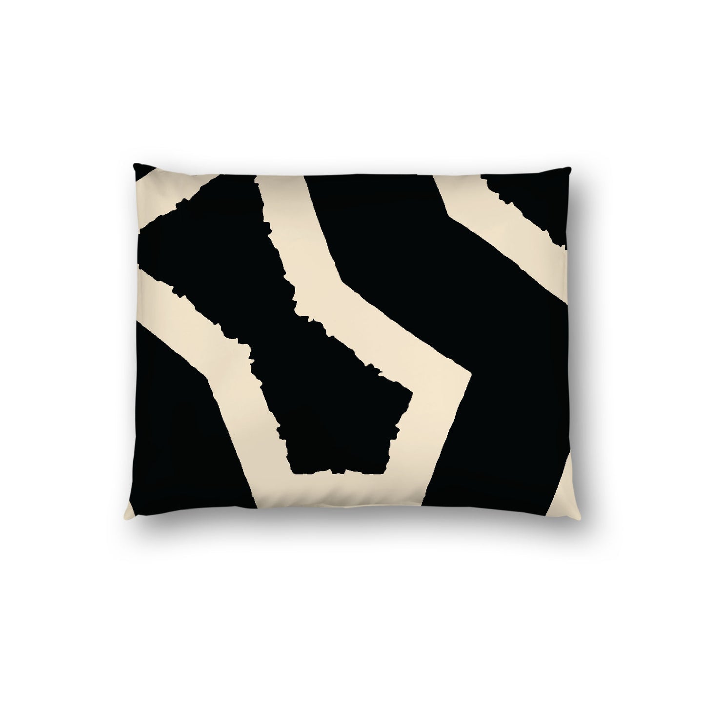 Black Cotton Sateen Sham, Bold Beige Graphic on Front, White Reverse Side, Standard - 20 x 26 inches