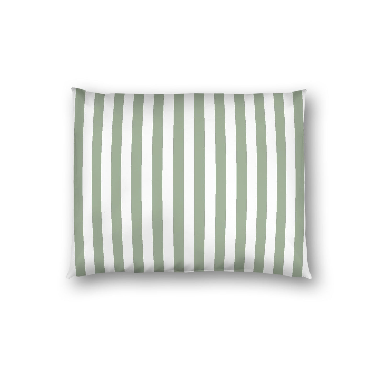 Off-white Cotton Sateen Sham, Green Bars on Front, White Reverse Side, Standard - 20 x 26 inches