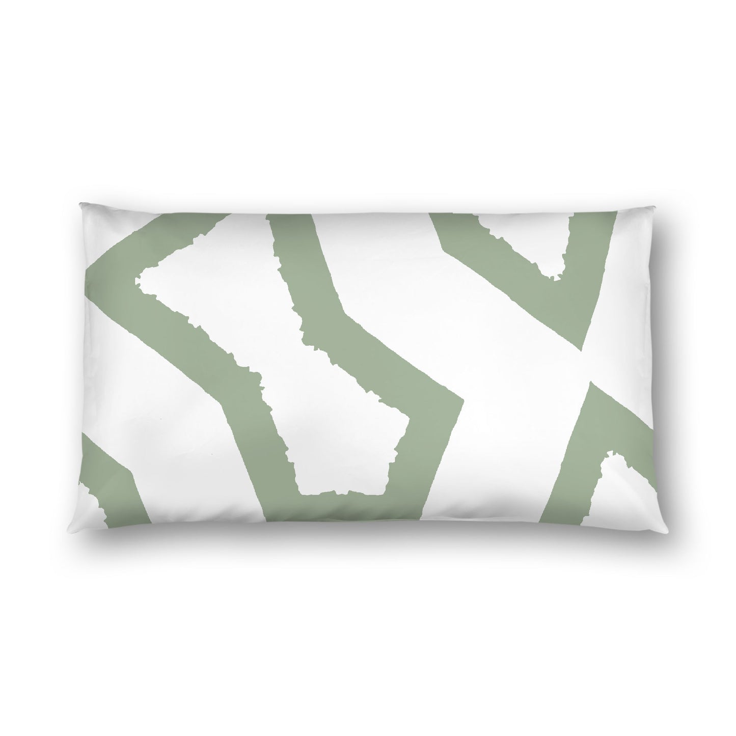 Off-white Cotton Sateen Sham, Bold Green Graphic on Front, White Reverse Side, King - 20 x 36 inches