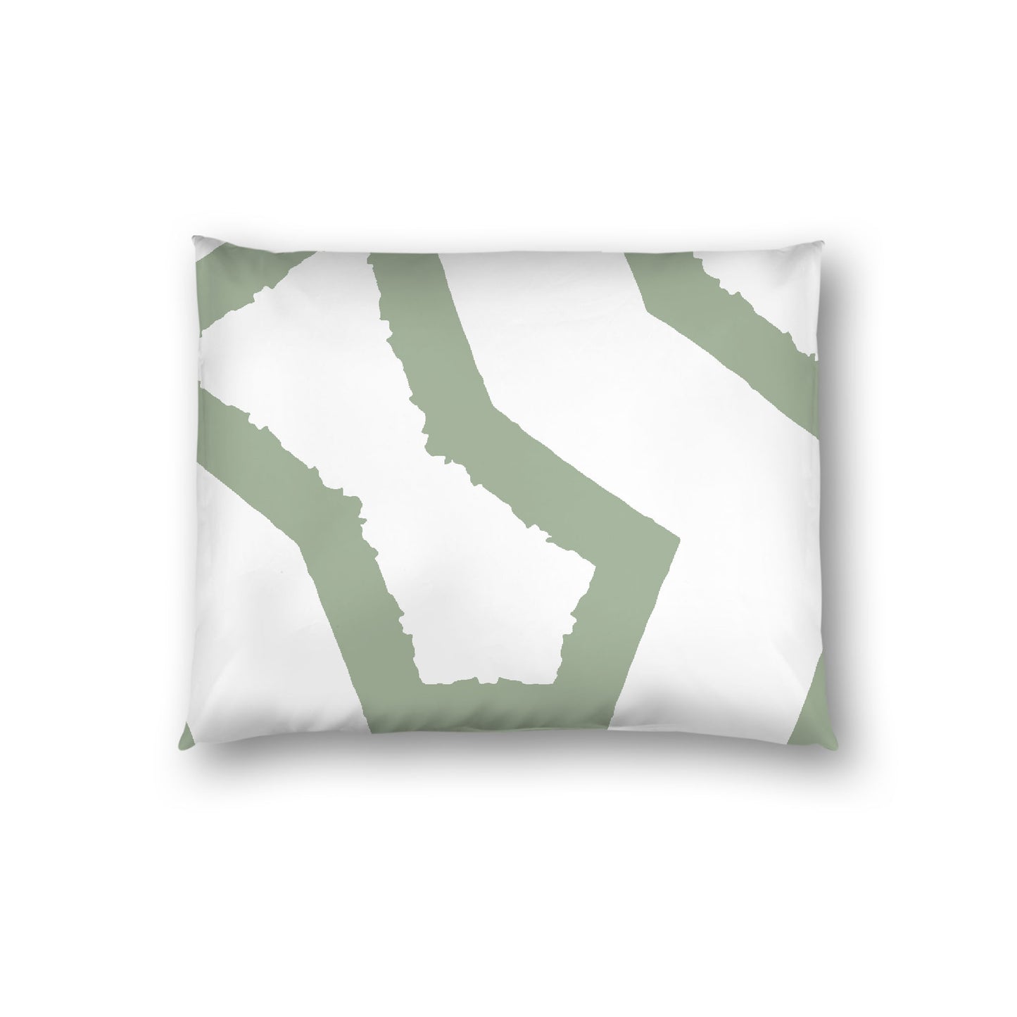 Off-white Cotton Sateen Sham, Bold Green Graphic on Front, White Reverse Side, Standard - 20 x 26 inches