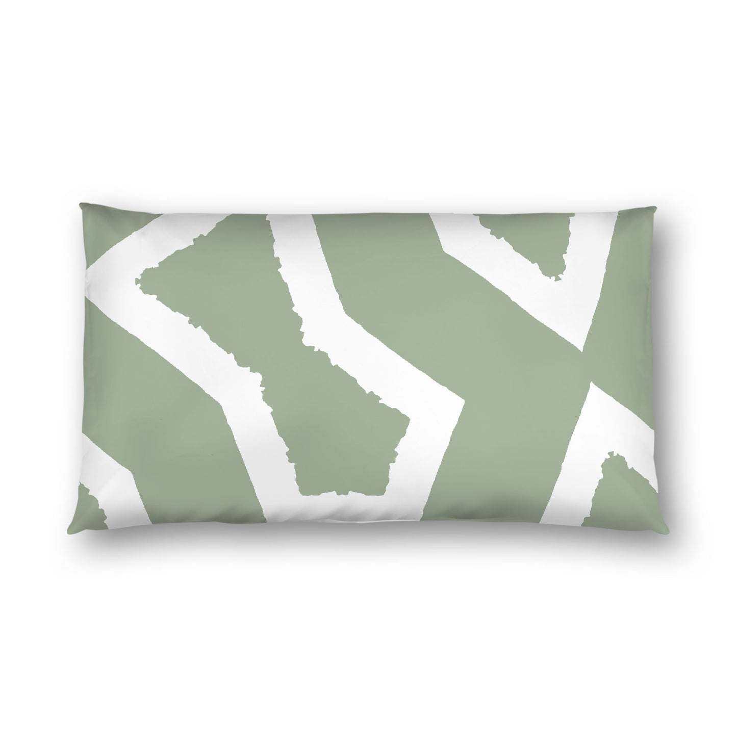 Green Cotton Sateen Sham, Bold Off-white Graphic on Front, White Reverse Side, King - 20 x 36 inches