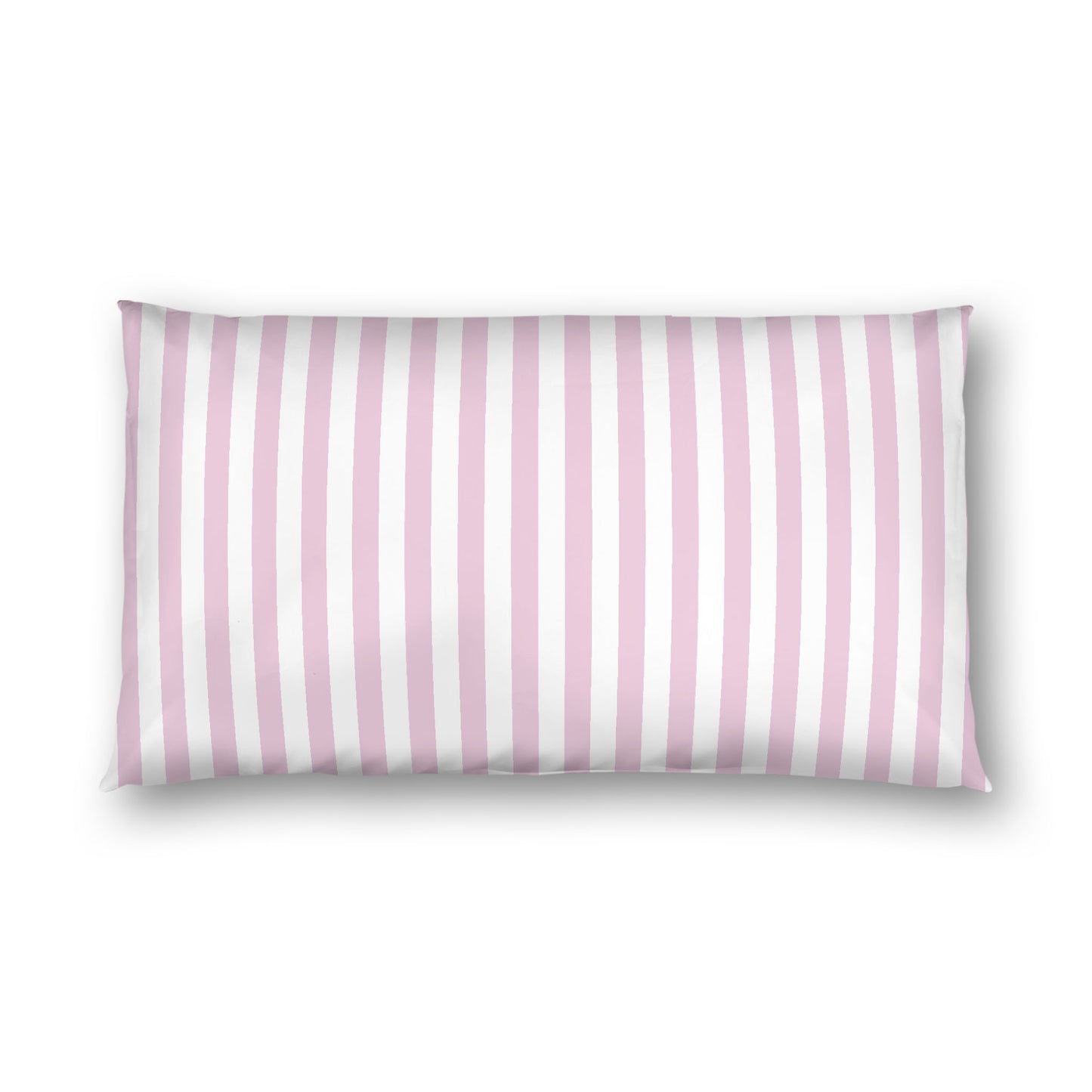 Off-white Cotton Sateen Sham, Pink Bars on Front, White Reverse Side, King - 20 x 36 inches