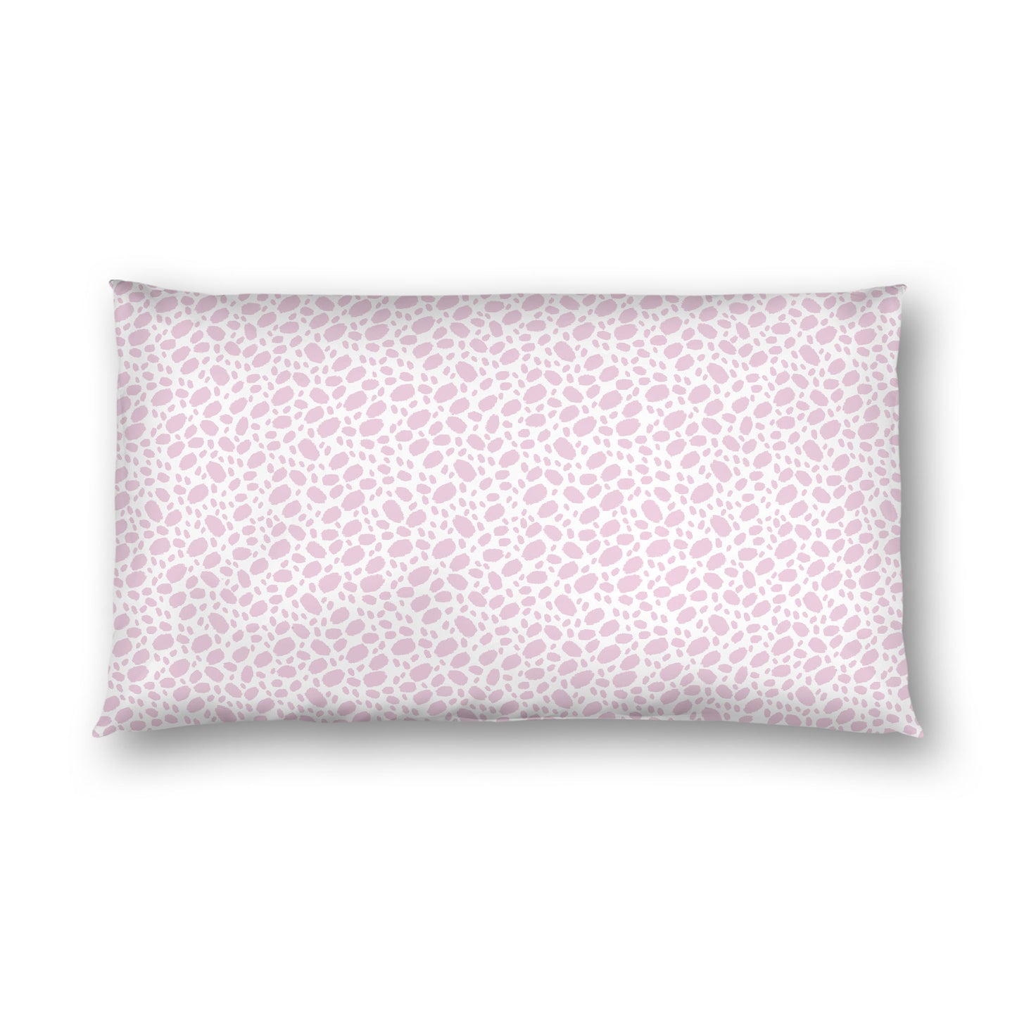 Off-white Cotton Sateen Pillow Sham, Pink Hand-painted Dab Motif Print, Off-white Revese Side, King - 20 x 36 inches