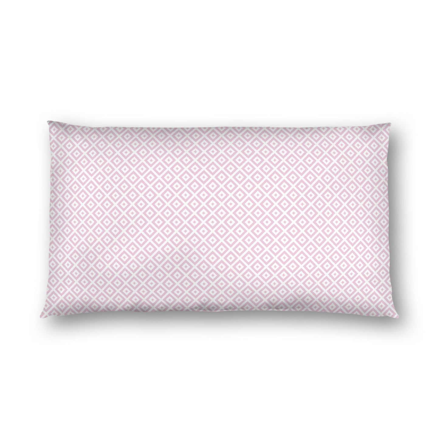 Off-white Cotton Sateen Pillow Sham, Pink Repeating Square Motif Print, Off-white Revese Side, King - 20 x 36 inches