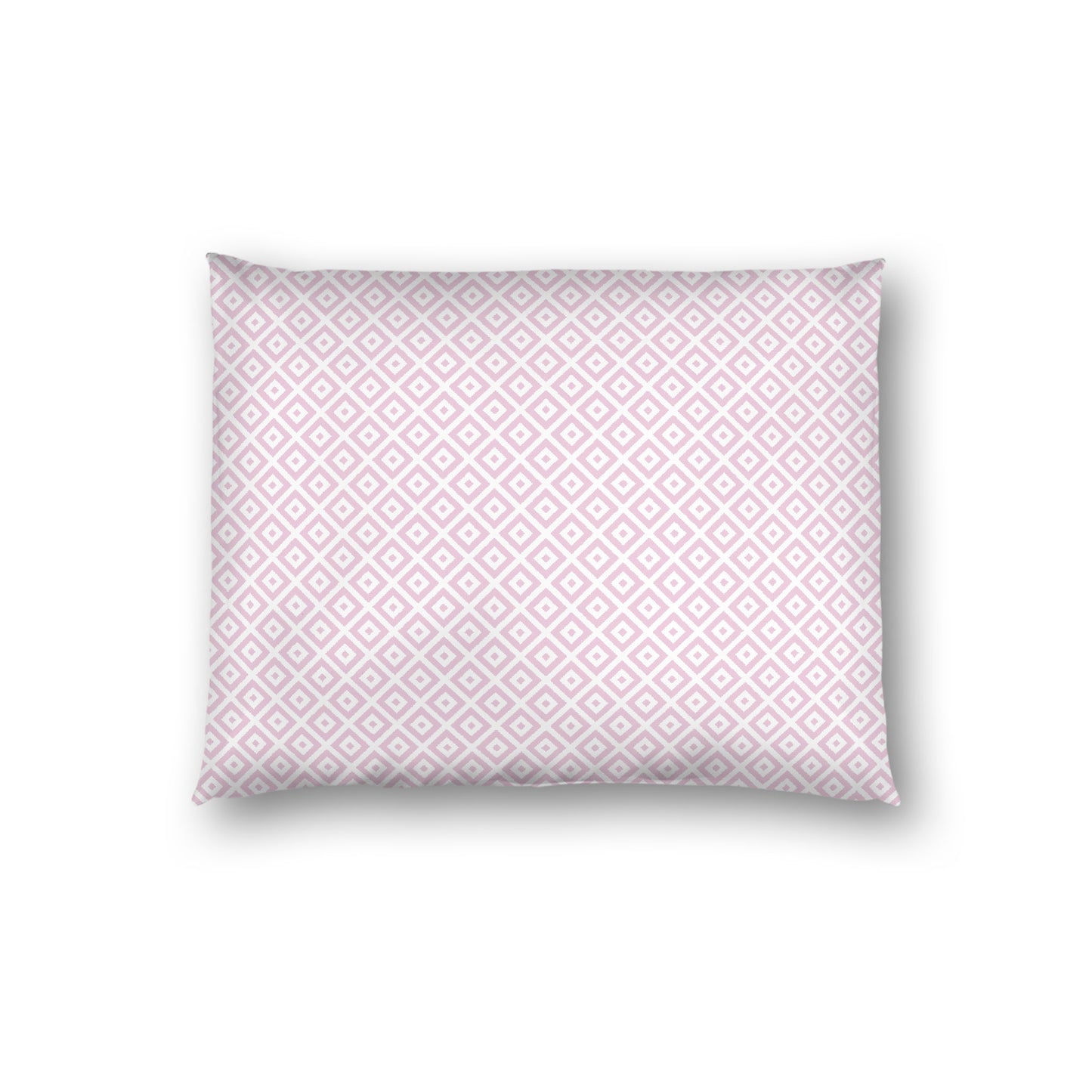Off-white Cotton Sateen Pillow Sham, Pink Repeating Square Motif Print, Off-white Revese Side, Standard - 20 x 26 inches