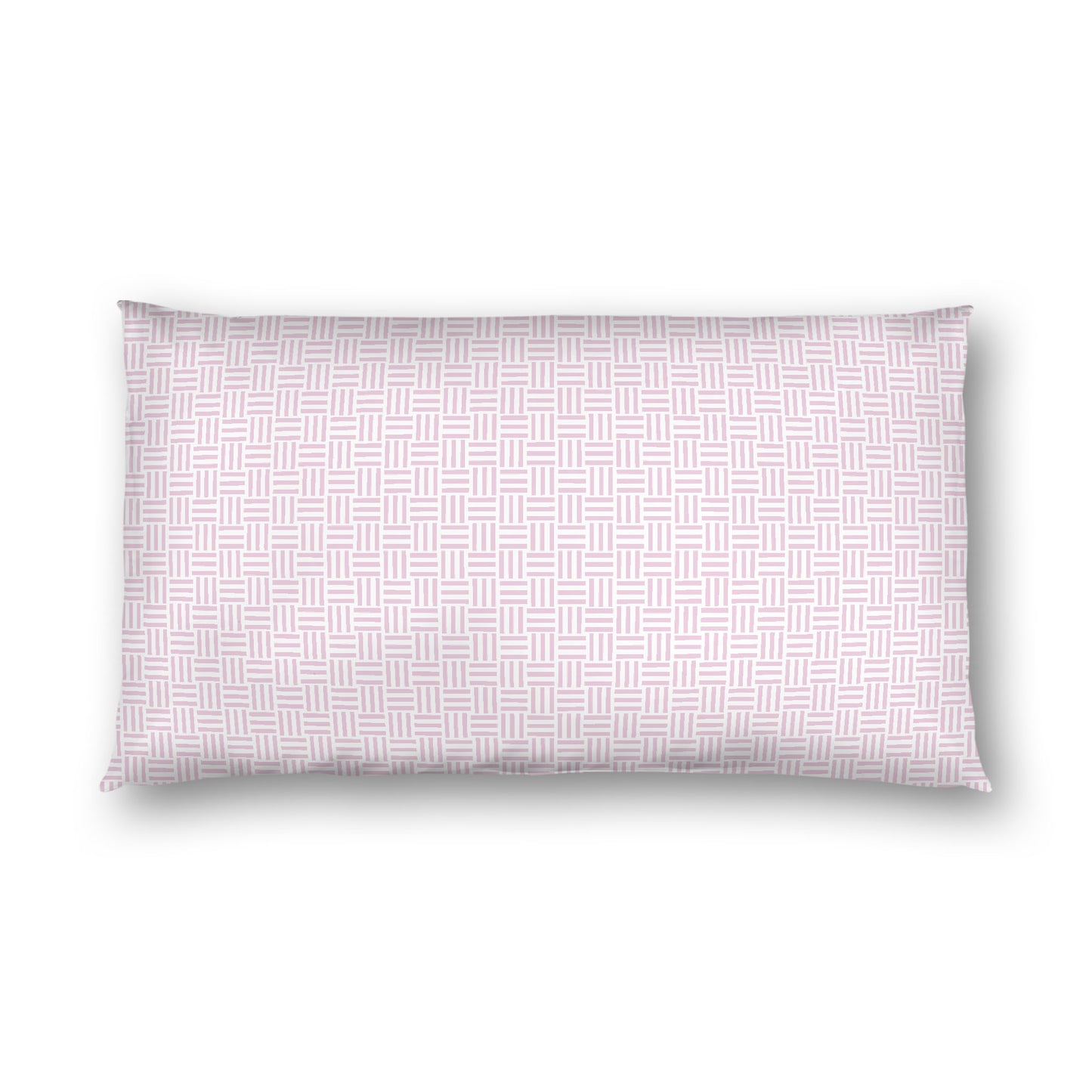 Off-white Cotton Sateen Pillow Sham, Pink Single Weave Motif Print, White Reverse Side, King - 20 x 36 inches
