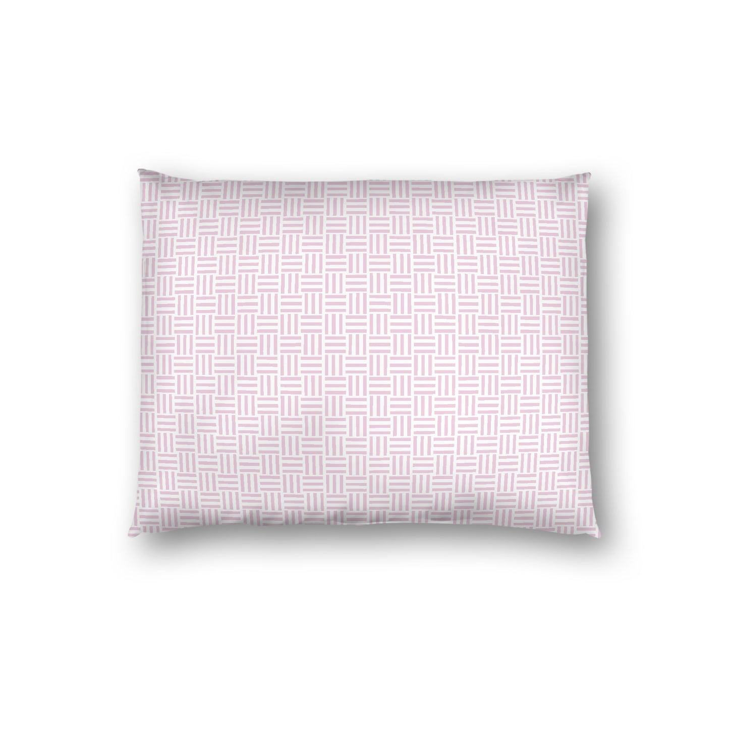 Off-white Cotton Sateen Pillow Sham, Pink Single Weave Motif Print, White Reverse Side, Standard - 20 x 26 inches