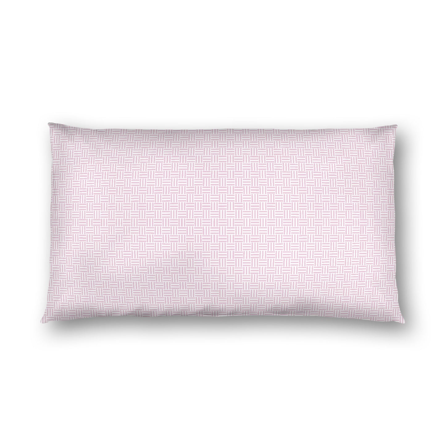 Off-white Cotton Sateen Pillow Sham, Pink Double Weave Motif Print, White Reverse Side, King - 20 x 36 inches